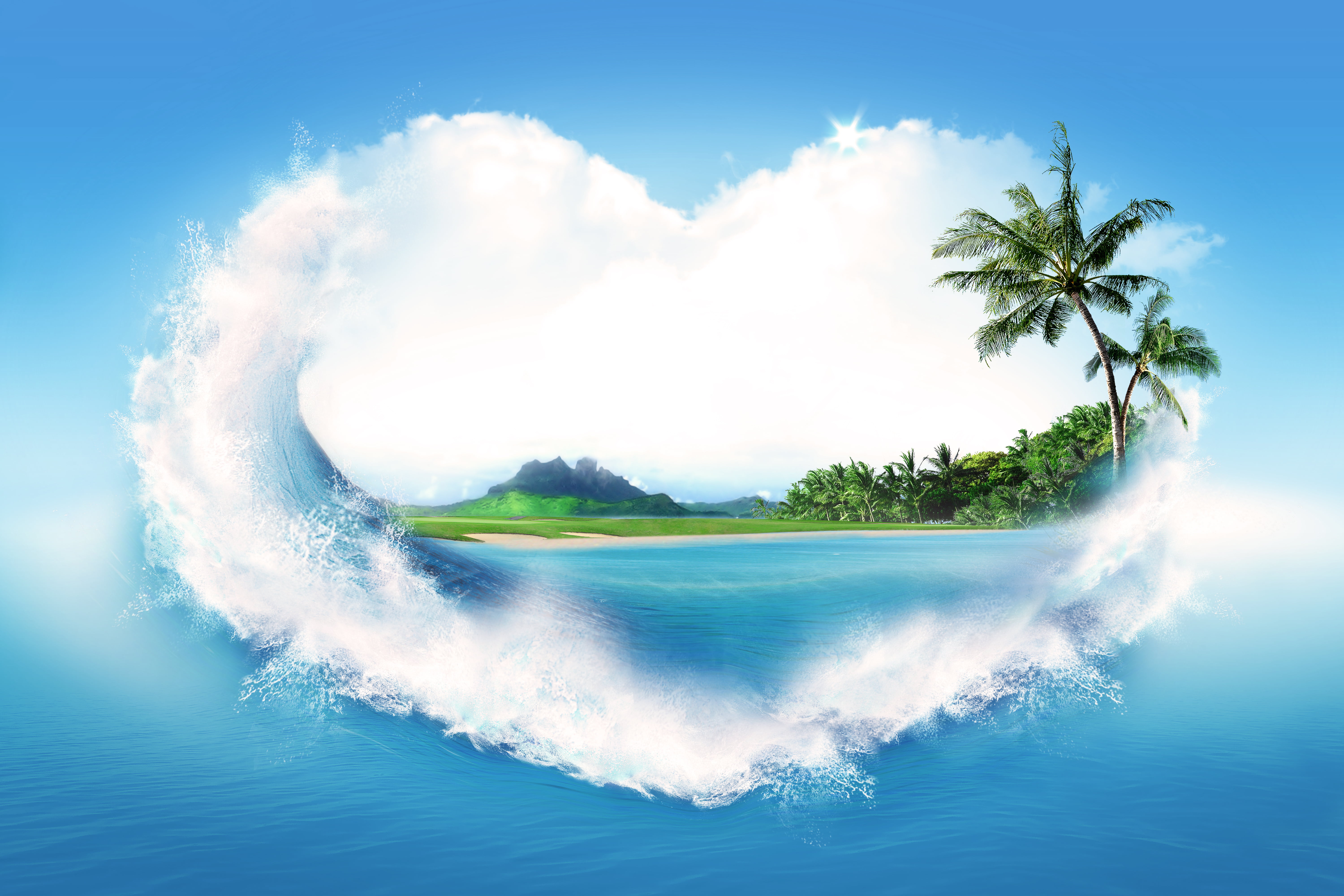 outdoors, seascape, motion, nature, caribbean Sea, palm, tree, land, tourist Resort, backgrounds, sea, hawaii Islands, wave, scenics - nature, travel Destinations, HD Wallpaper
