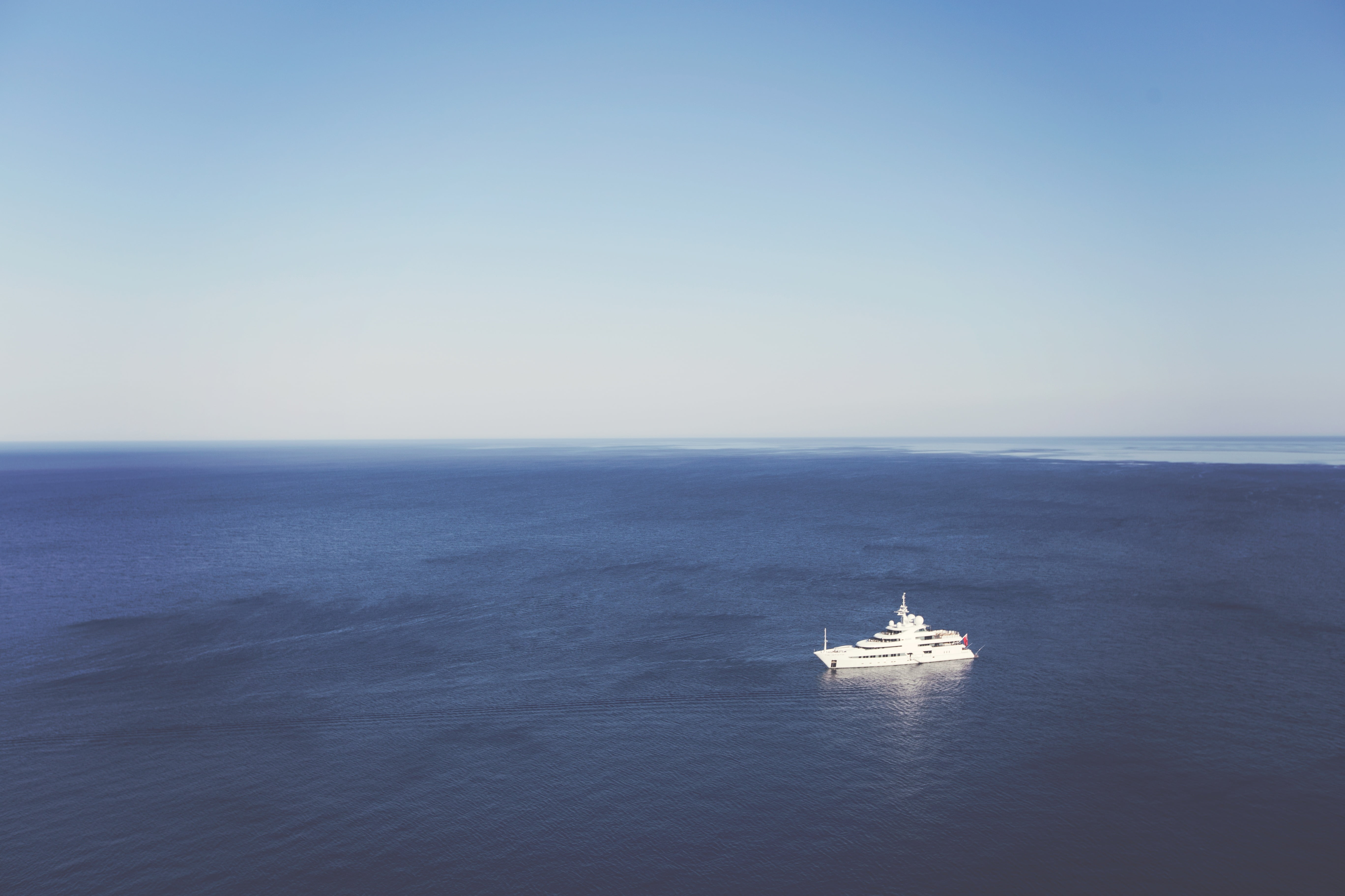 clear, blue, copy space, ocean, no people, ship, boat, passenger craft, nature, transportation, sky, sailing, cruise ship, horizon over water, travel, tranquil scene, HD Wallpaper