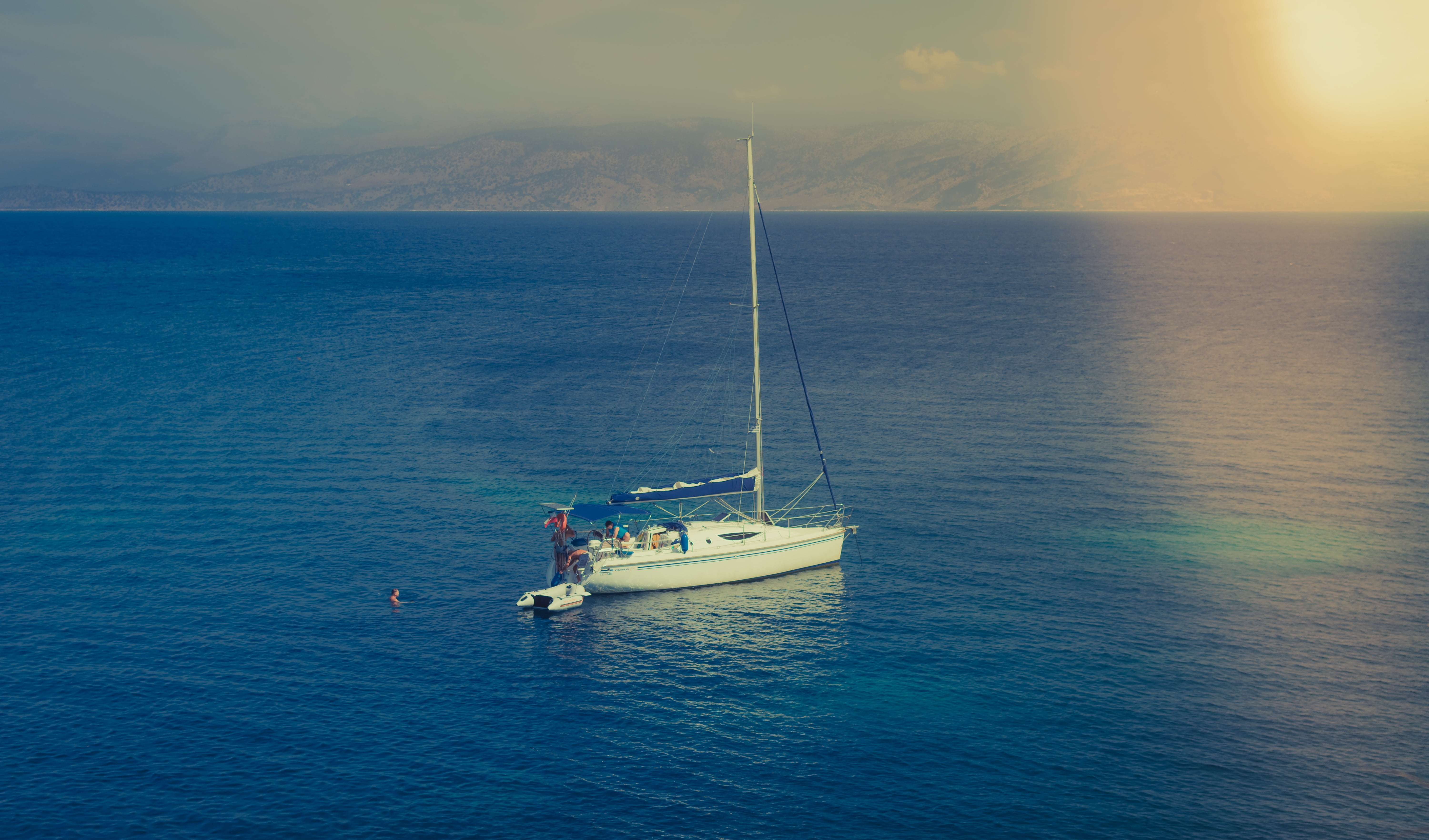 sunrise, day, boat, white, luxury, ship, ocean, yachting, sea, outdoors, horizon, 5K, horizon over water, sky, mode of transportation, vacations, sunset, HD Wallpaper