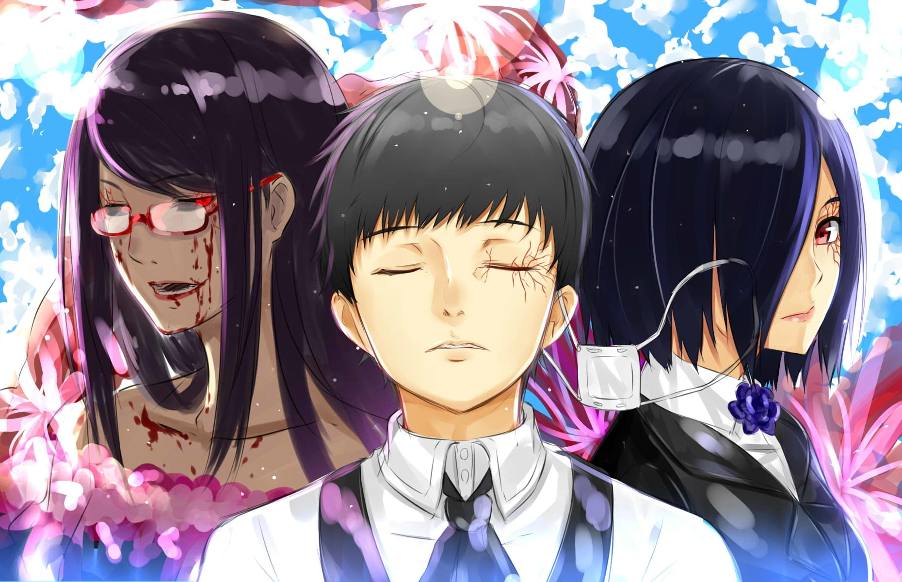 Anime, Ken Kaneki, Touka Kirishima, Tokyo Ghoul, 720P, Rize Kamishiro, HD Wallpaper