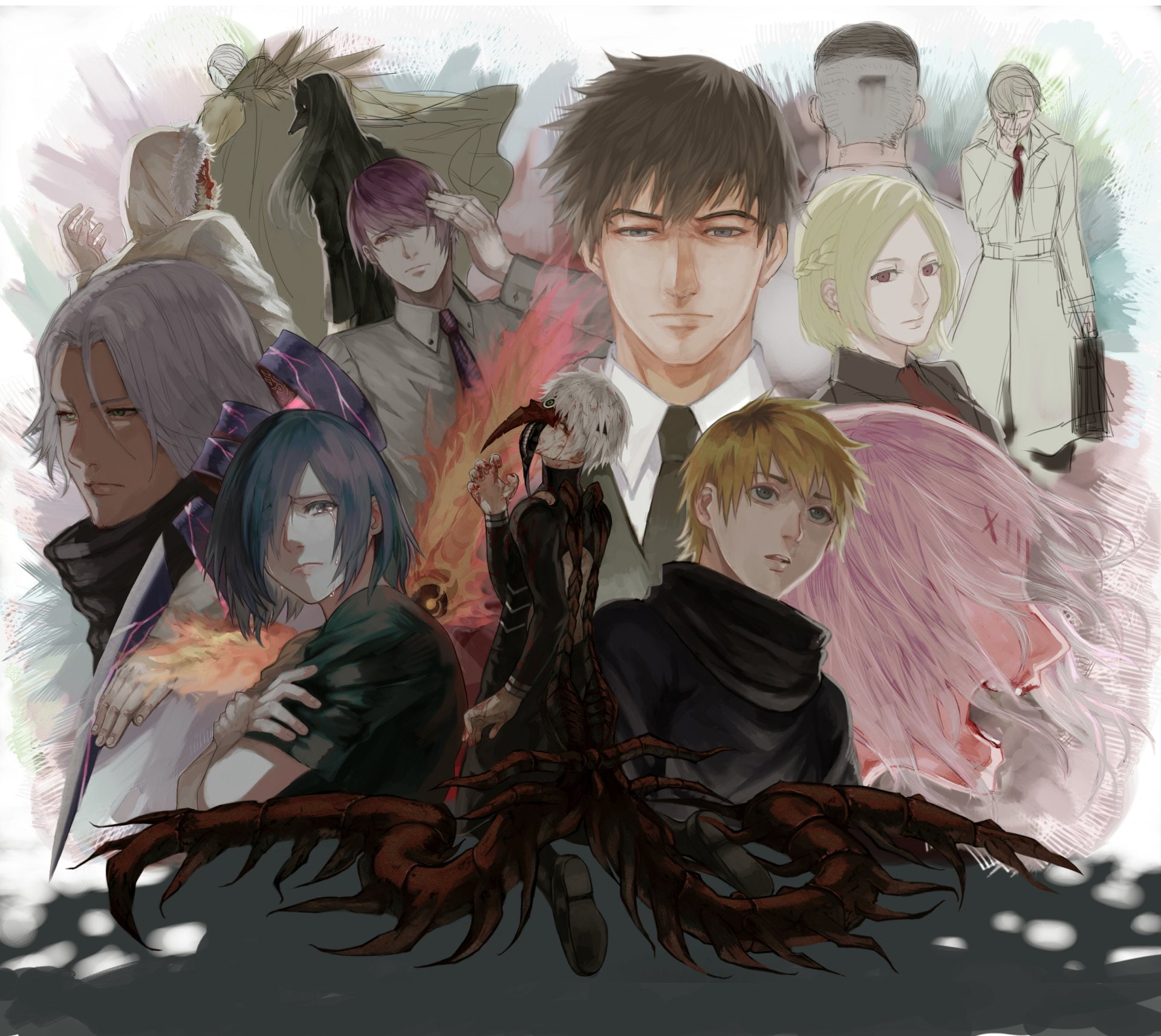 Kaya Irimi, Eto Yoshimura, Kagune (Tokyo Ghoul), Yoshimura (Tokyo Ghoul), Boy, 1080P, Mask, Yukinori Shinohara, Crying, Hideyoshi Nagachika, Kakuja (Tokyo Ghoul), HD Wallpaper