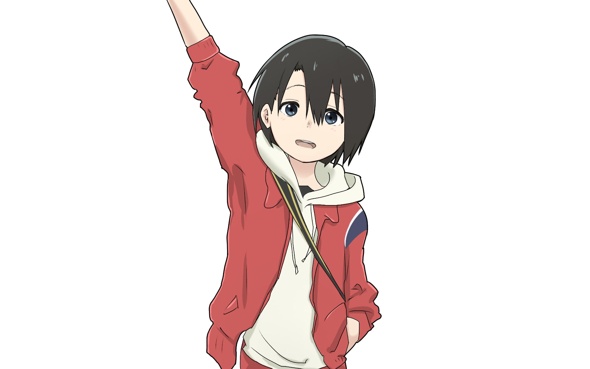 Yuzuru Nishimiya, casual clothing, standing, Koe No Katachi, copy space, 1080P, front view, young adult, studio shot, white background, Anime, looking at camera, HD Wallpaper