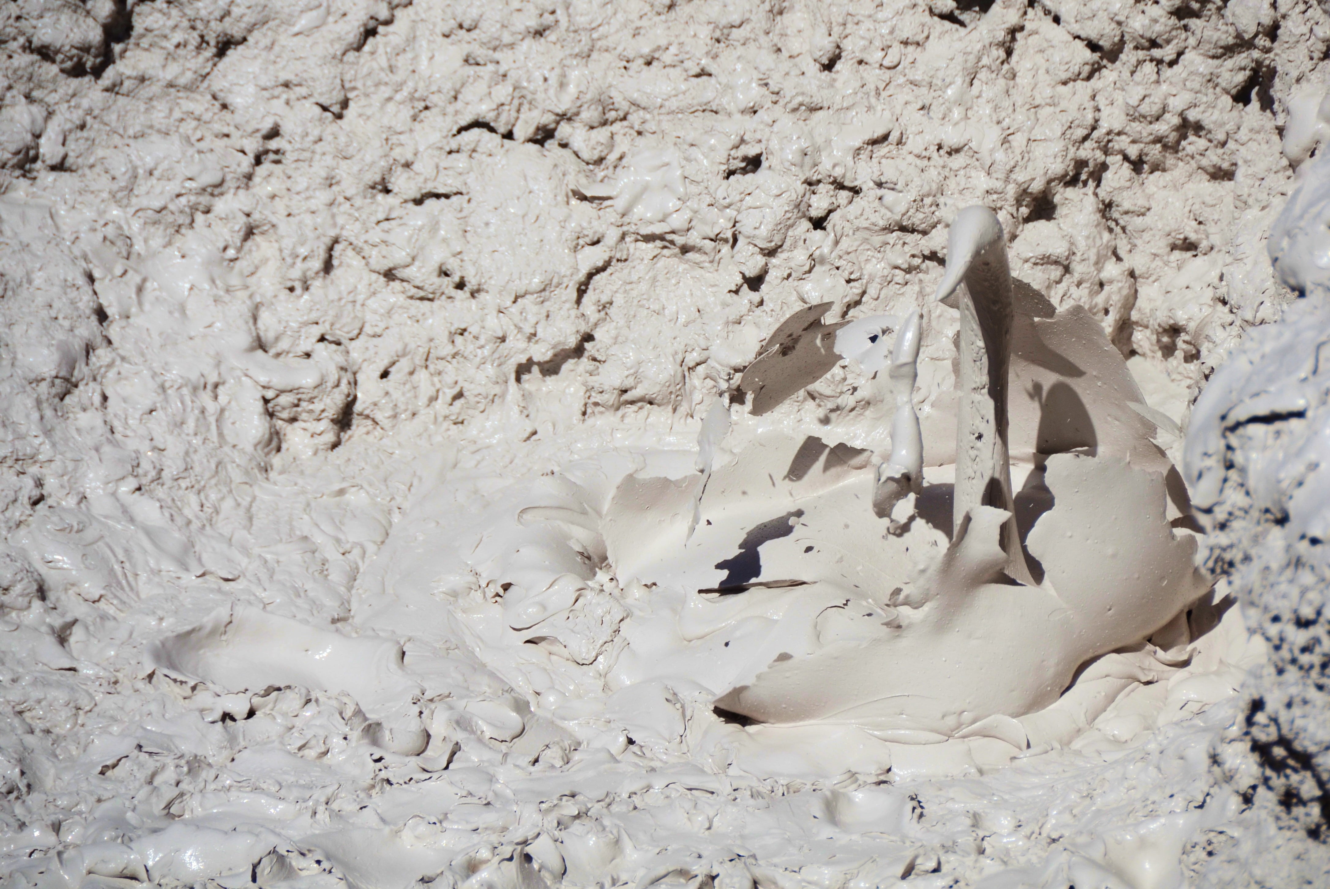 hole, yellowstone national park, mudpot, pop, burst, 4K, pattern, damaged, water feature, full frame, tourist attraction, white color, yellowstone, mud, HD Wallpaper
