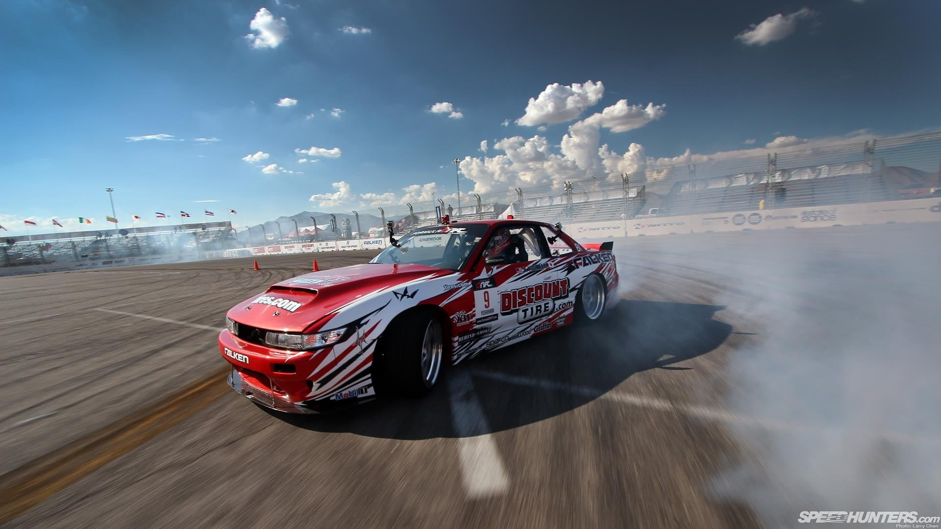 day, land vehicle, mode of transportation, stock, sky, red, motion, no people, outdoors, motor racing track, white, car, sport, on the move, smoke - physical structure, HD Wallpaper
