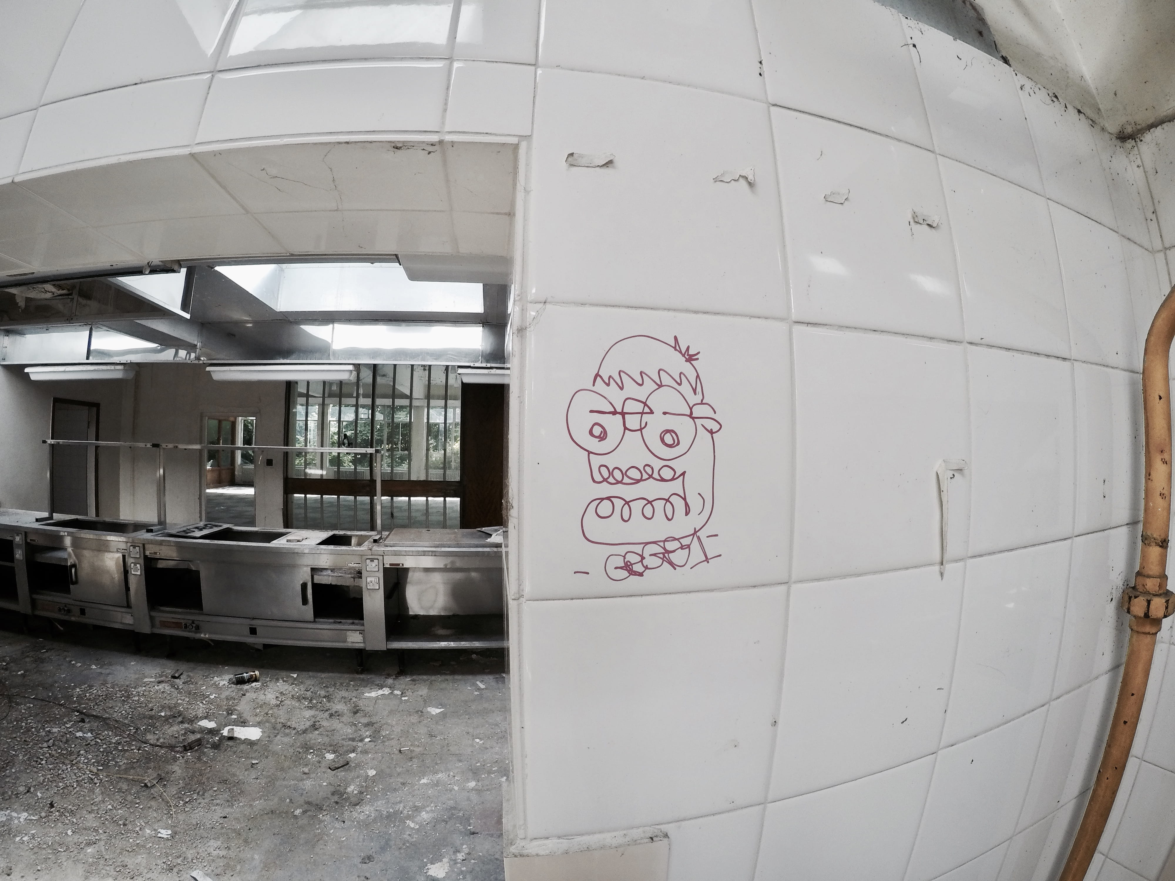 graffiti, kitchen, damaged, white color, art, communication, text, ruin, obsolete, no people, creativity, drawing, indoors, leeds east airport, construction industry, HD Wallpaper