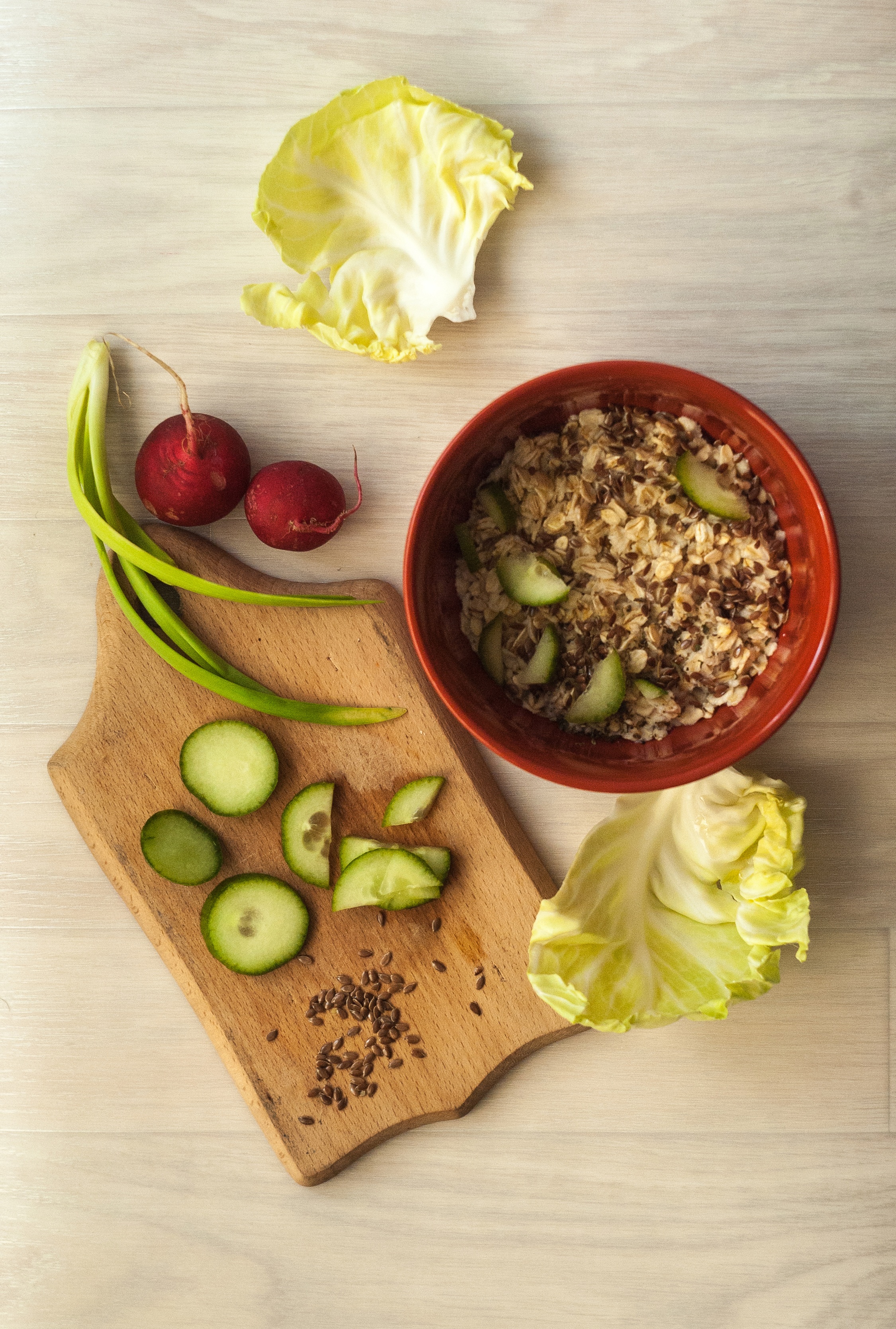 close-up, oatmeal, avocado, indoors, 2K, healthy Eating, directly above, no people, wellbeing, wood - Material, onion, green, gherkin, greens, table, crude, Phone HD Wallpaper
