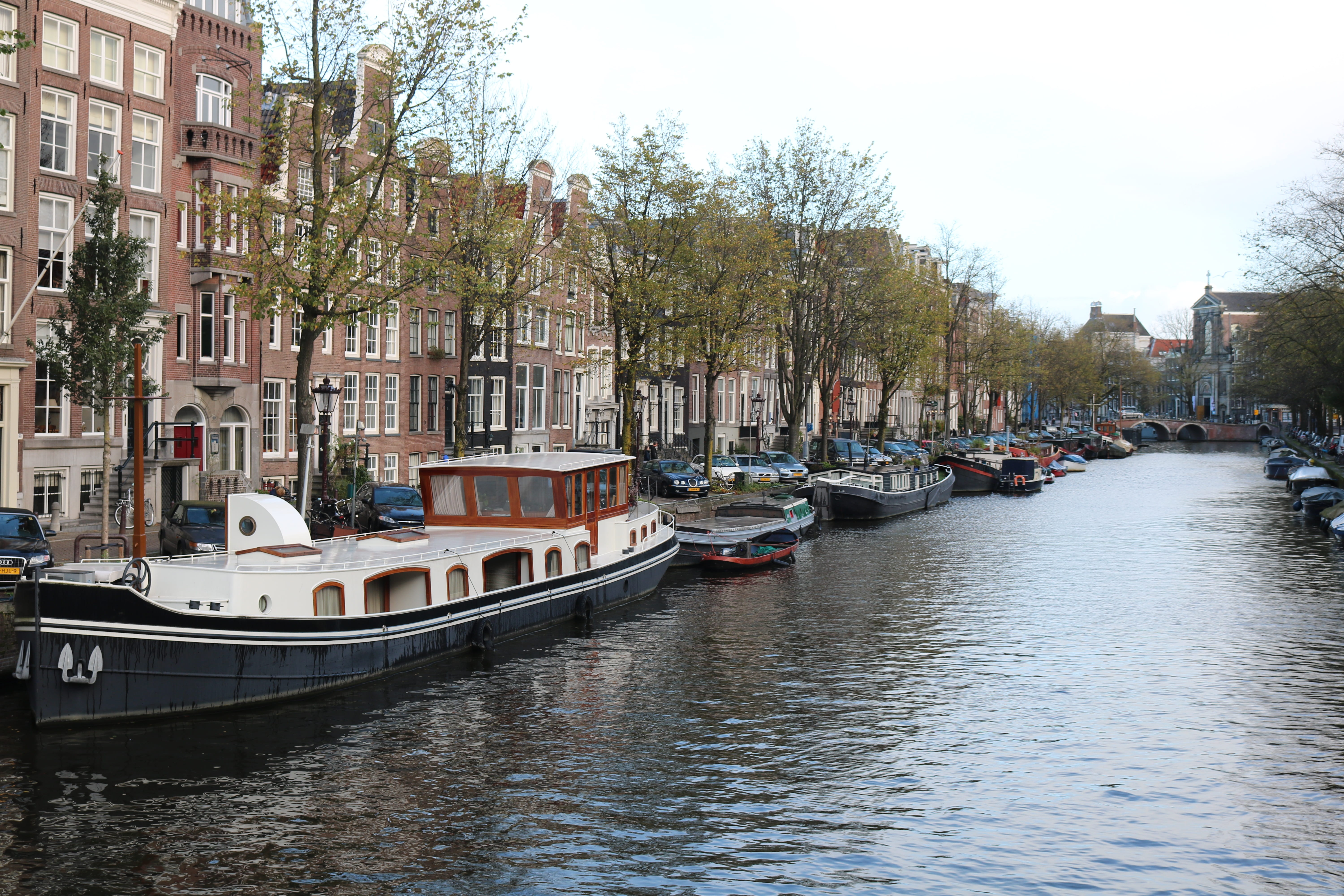 capital, water, boat, transportation, old, nature, amsterdam, holland, row house, moored, netherlands, day, sailboat, yacht, european, outdoors, travel, HD Wallpaper