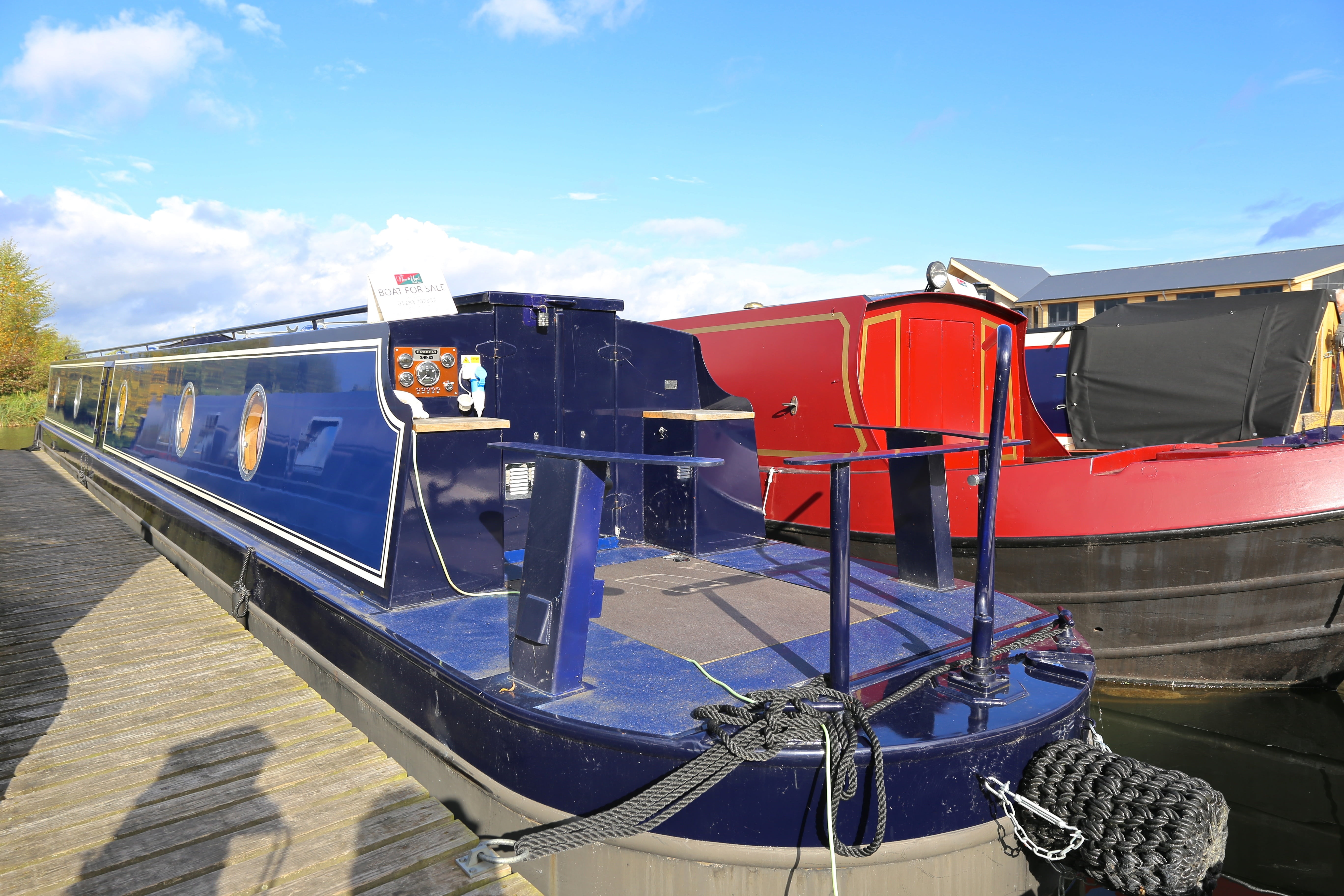 house boat, cloud - sky, sunlight, no people, orange color, marina, sea, shadow, water, red, long boat, boat, day, moored, narrowboat, travel, transportation, HD Wallpaper