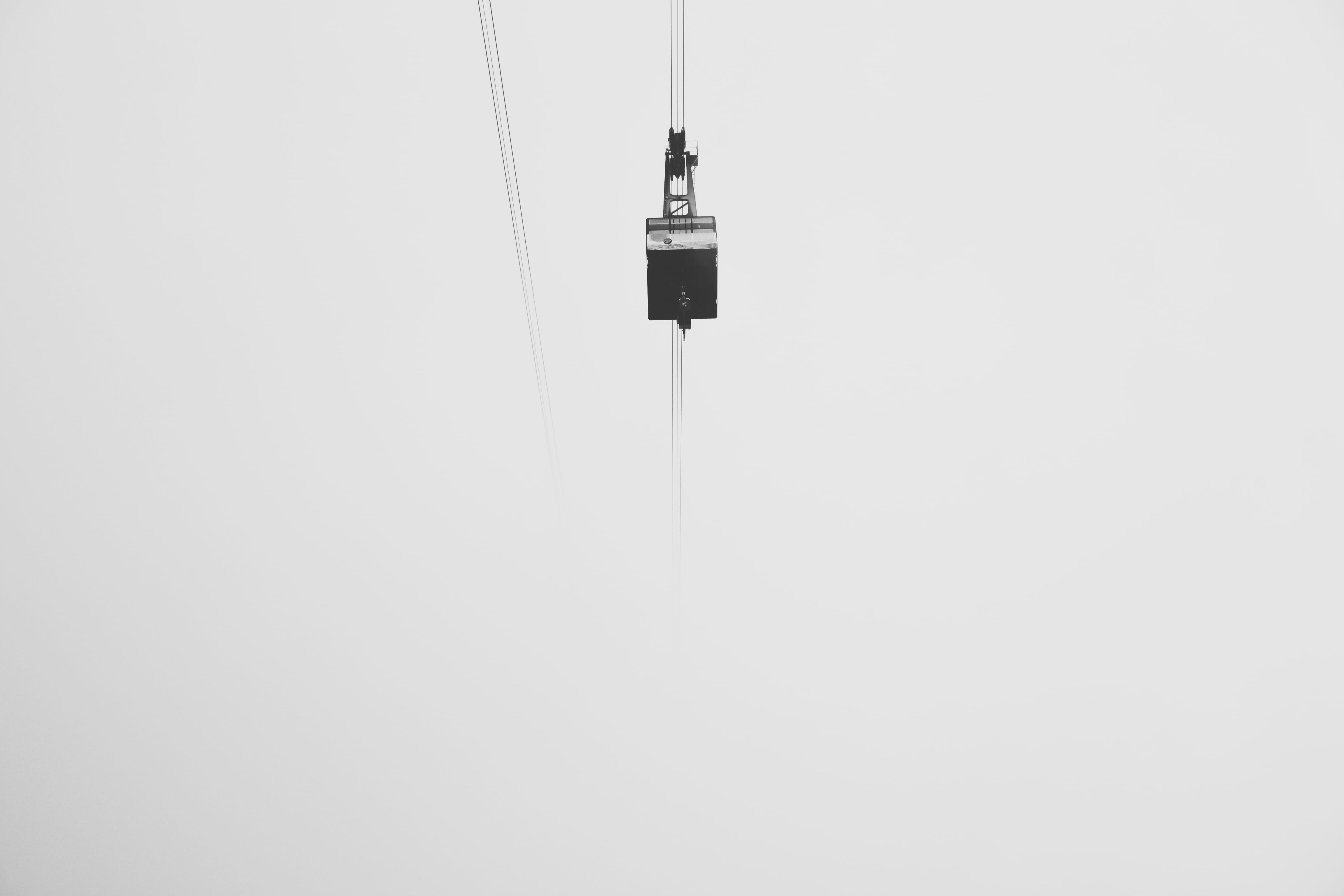 minimal, black, power Line, construction Industry, photography, black and white, angle, 4K, urban Scene, outdoors, tram, line, high, enclosure, cable, HD Wallpaper
