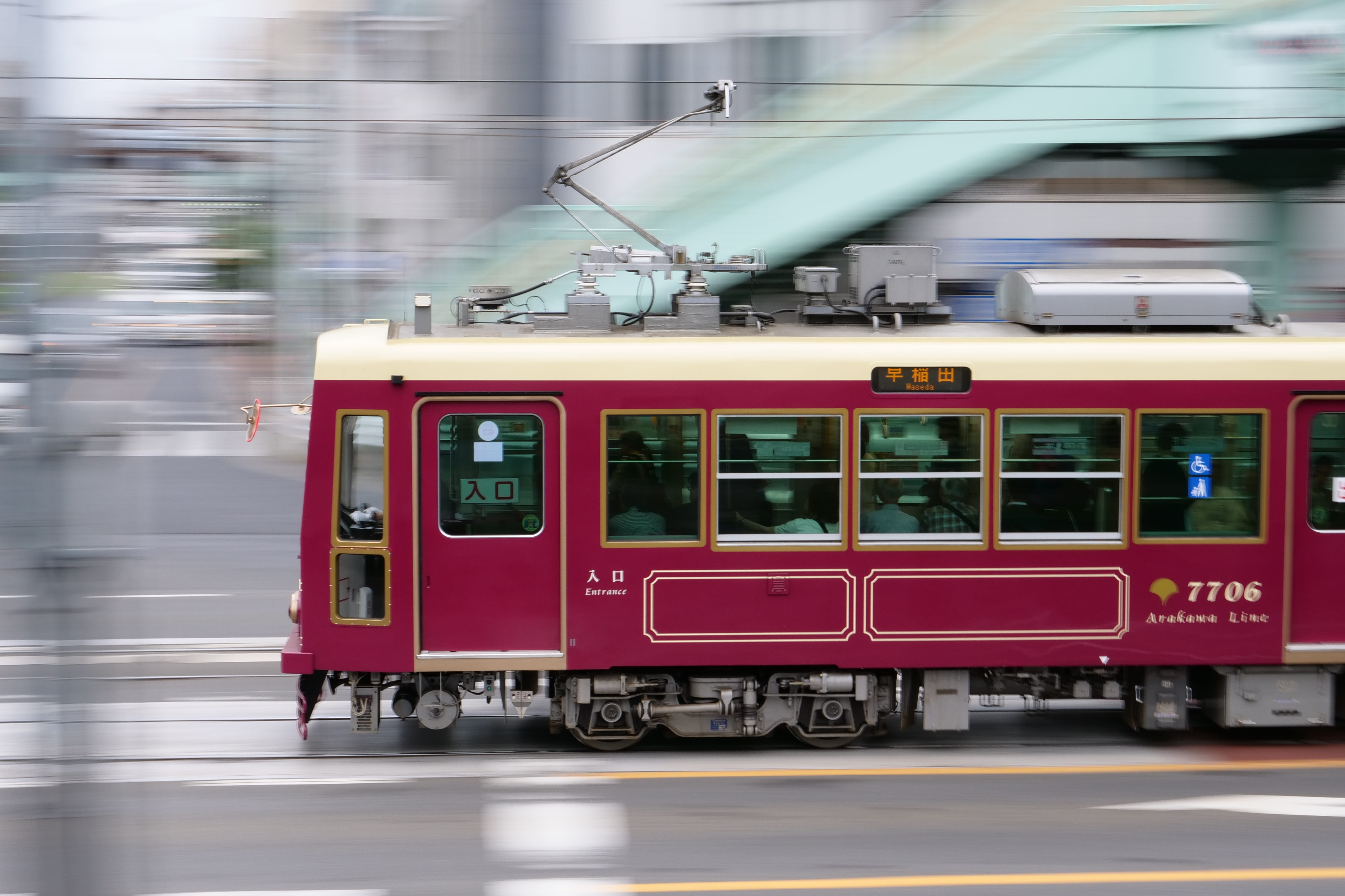 day, building exterior, travel, railroad track, toden arakawa line, public transportation, galloping, rail transportation, transportation, on the move, HD Wallpaper
