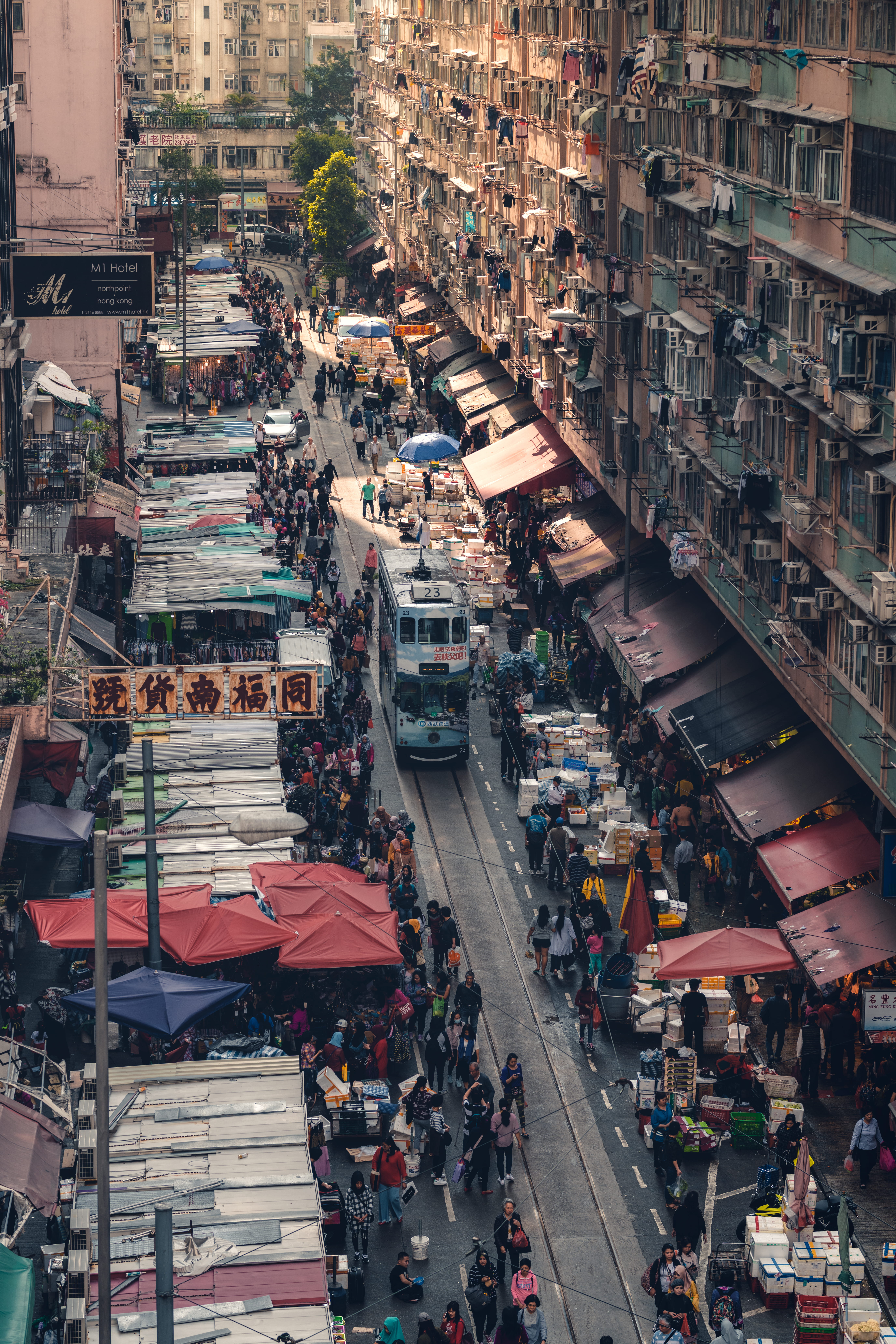 real people, group of people, 8K, people, urban, street market, retail, tram, consumerism, women, aerial, city life, from above, residential district, Phone HD Wallpaper