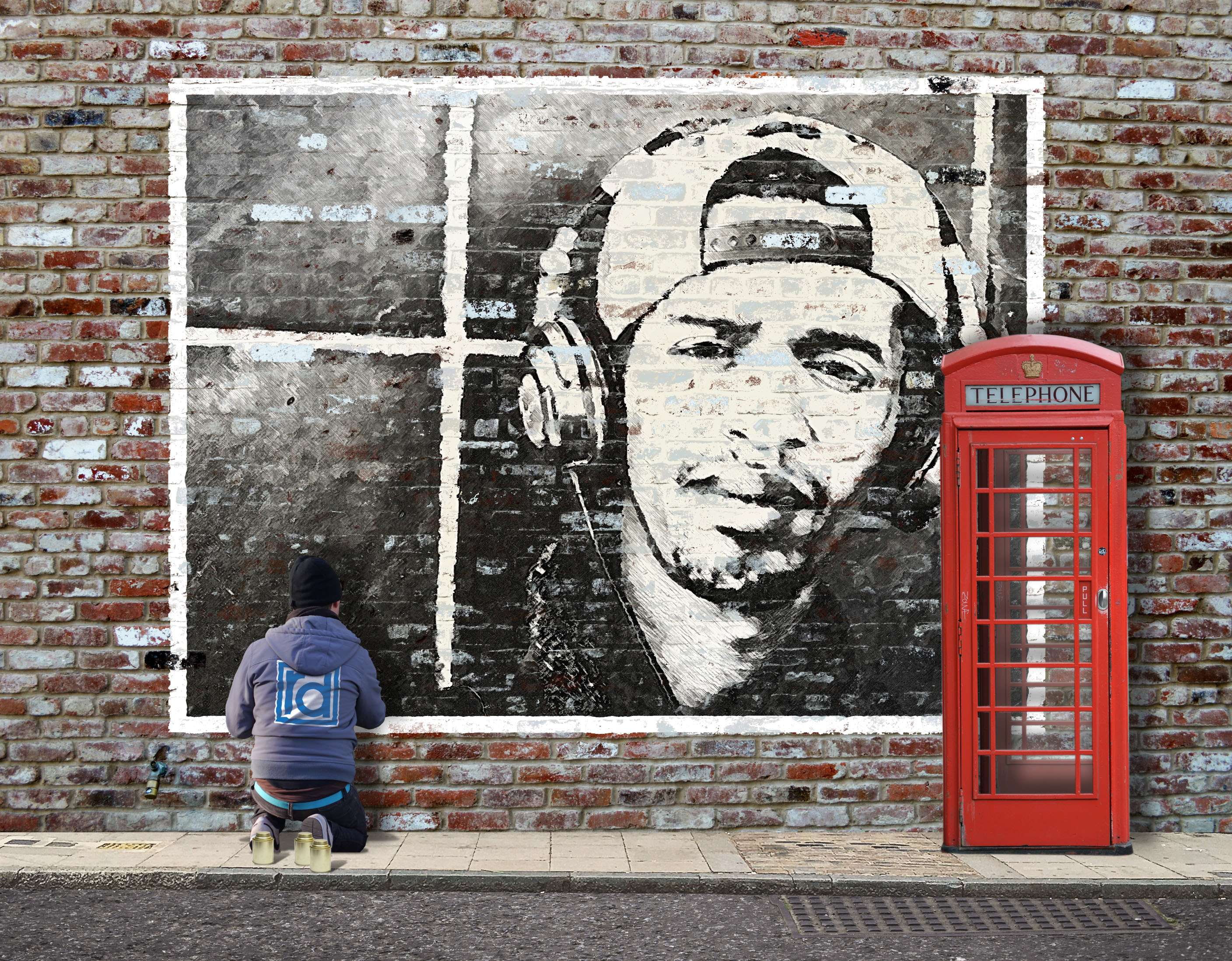 architecture, graffiti, red telephone box, 2K, communication, text, built structure, creativity, lifestyles, real people, london, day, brick wall, wall, HD Wallpaper