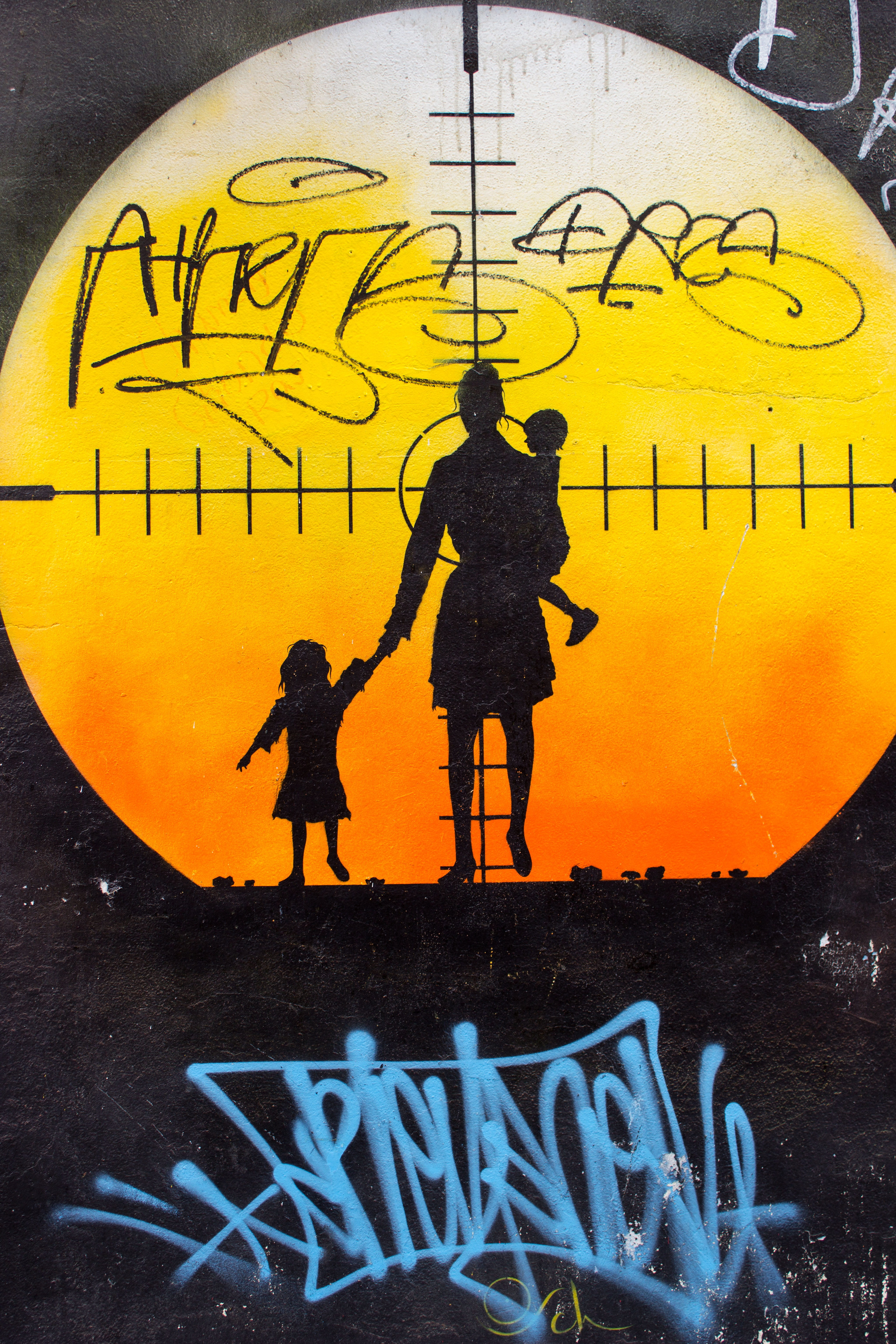 city, Shoreditch, adult, night, Street Art, silhouette, full length, lifestyles, sign, art, human representation, 5K, orange color, love, art and craft, Phone HD Wallpaper