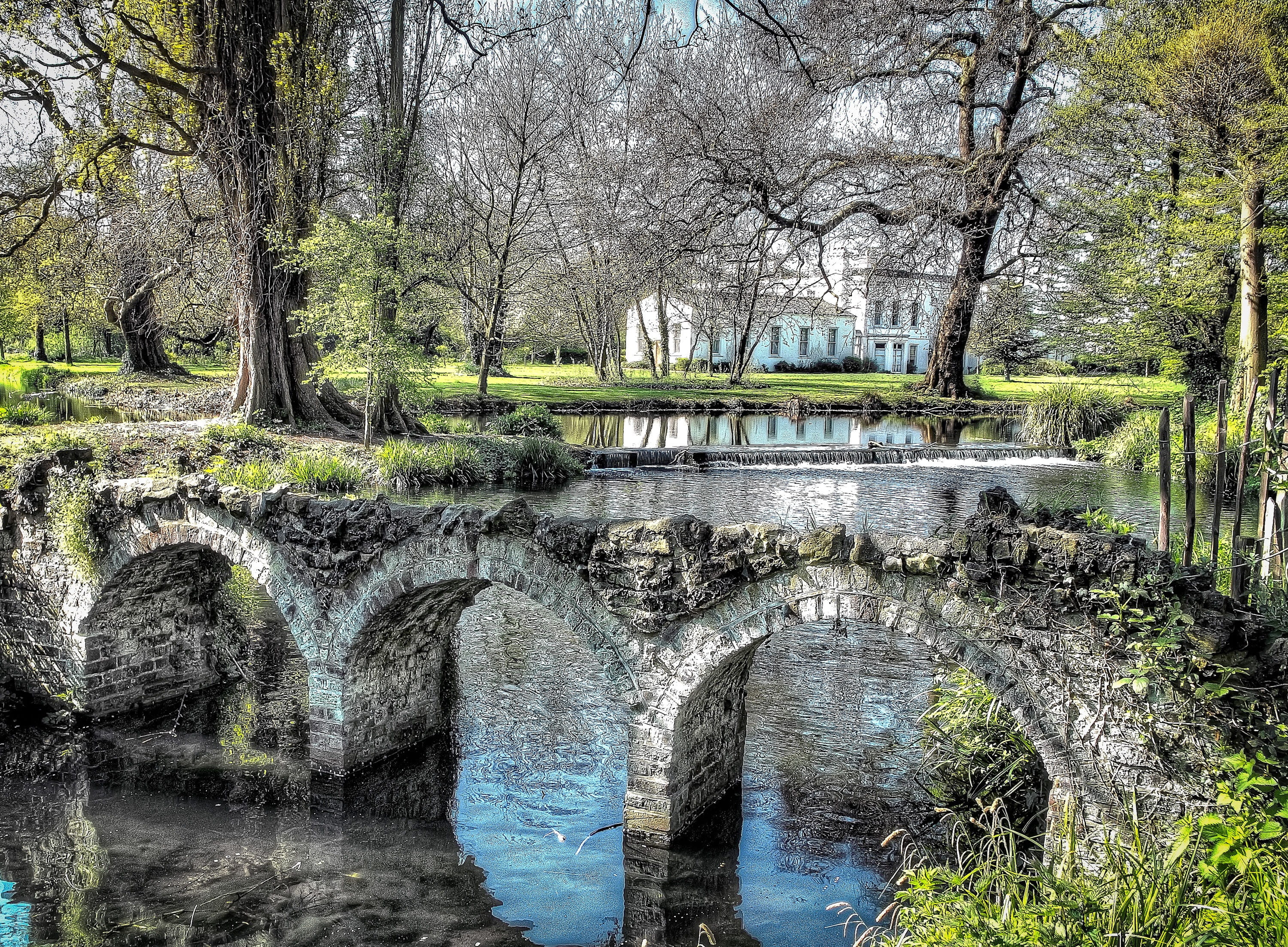 london, granite, tranquility, city, park - Man Made Space, forest, outdoors, no people, 2K, nature, surrounding, wimbeldon park, flowing water, arch, architecture, HD Wallpaper