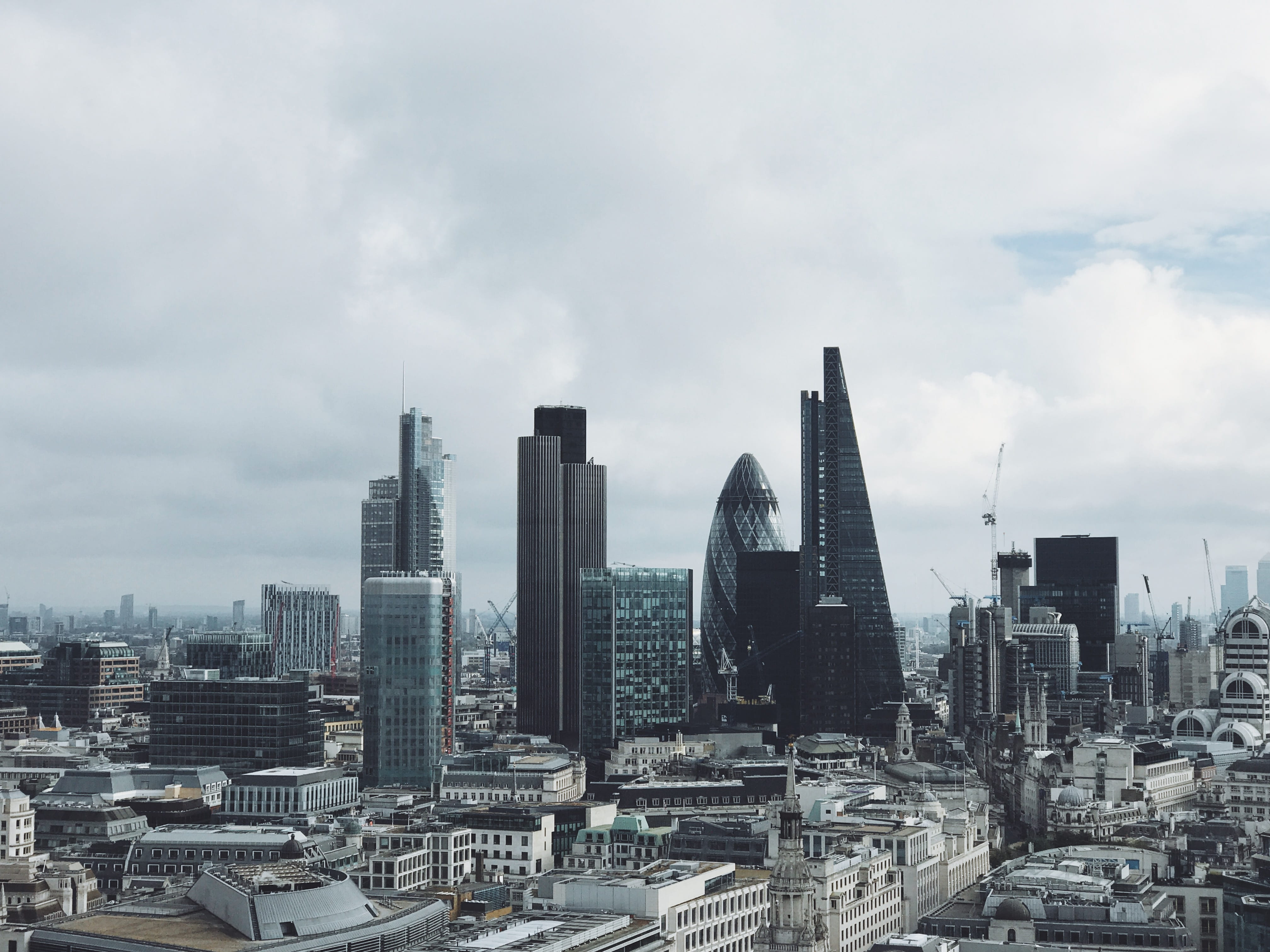 daytime, sky, settlement, modern, london, financial district, metropolitan, skyline, outdoors, cityscape, cloud - sky, tall - high, tower, nature, aerial, HD Wallpaper