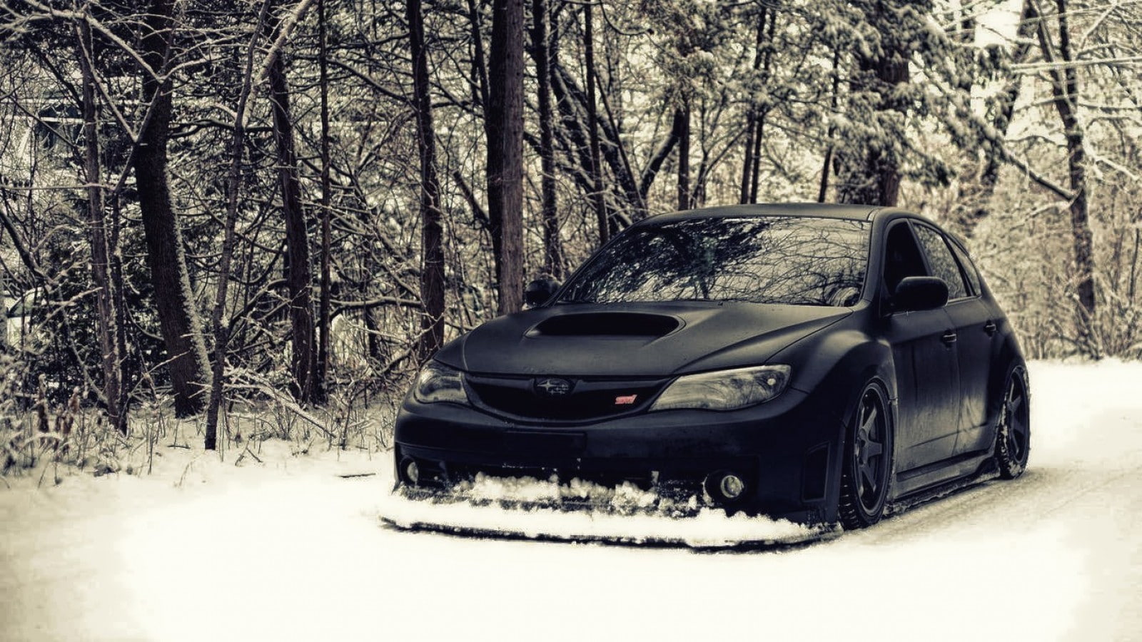 720P, WRX STI, car, Subaru Impreza, black, snow, HD Wallpaper