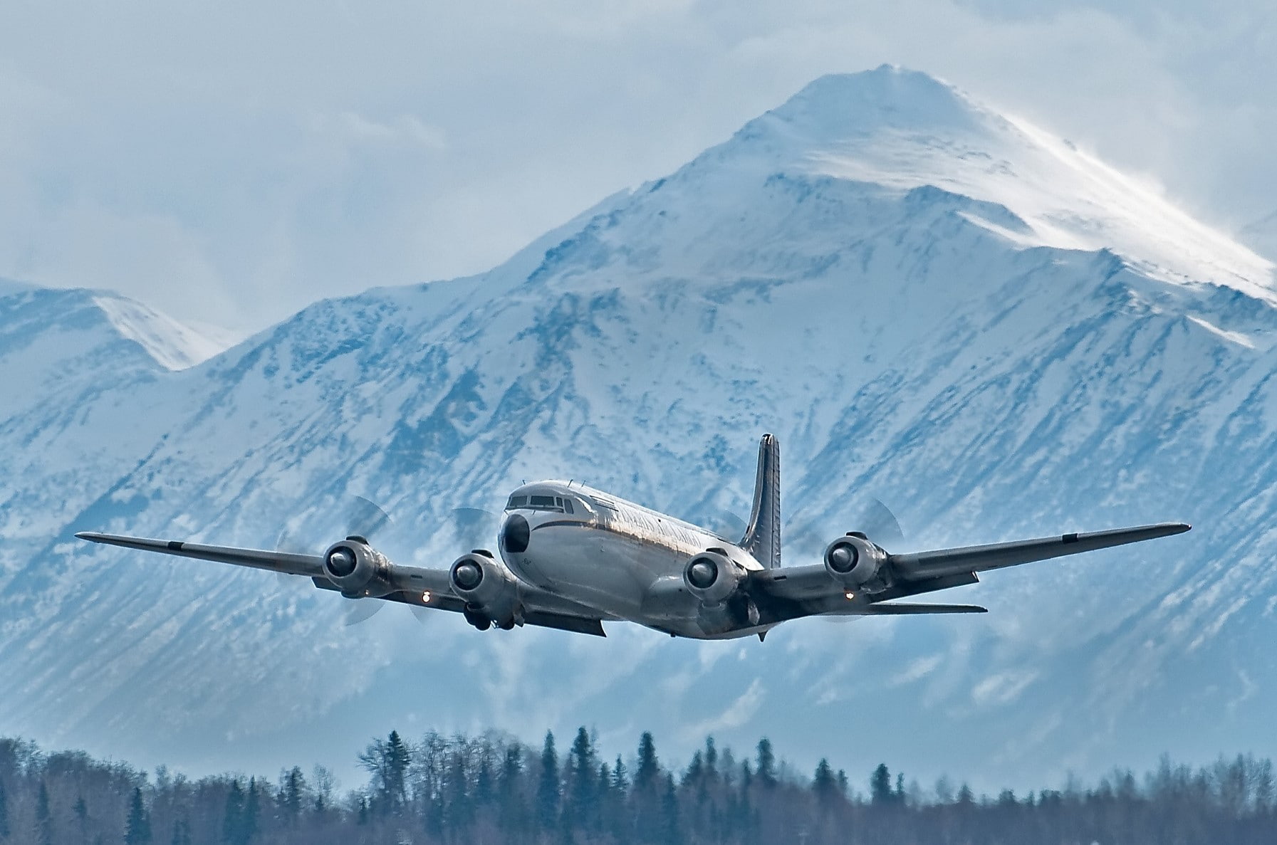 mountain, day, aerospace industry, aircraft, plane, sky, mode of transportation, beauty in nature, snow, airplane, cloud - sky, cold temperature, flying, HD Wallpaper