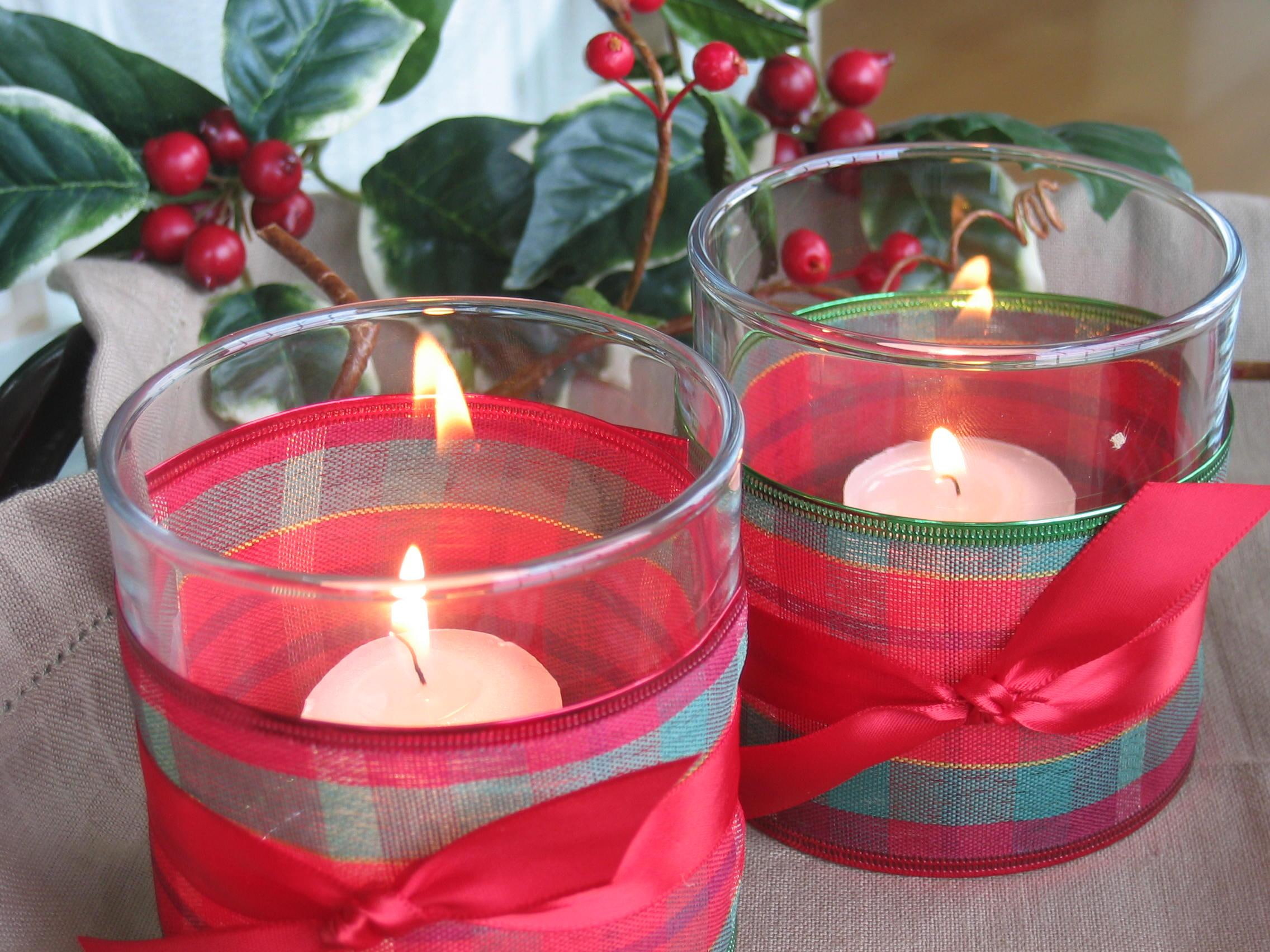 candles, home, 1080P, christmas, light, style, ribbon, easy, HD Wallpaper