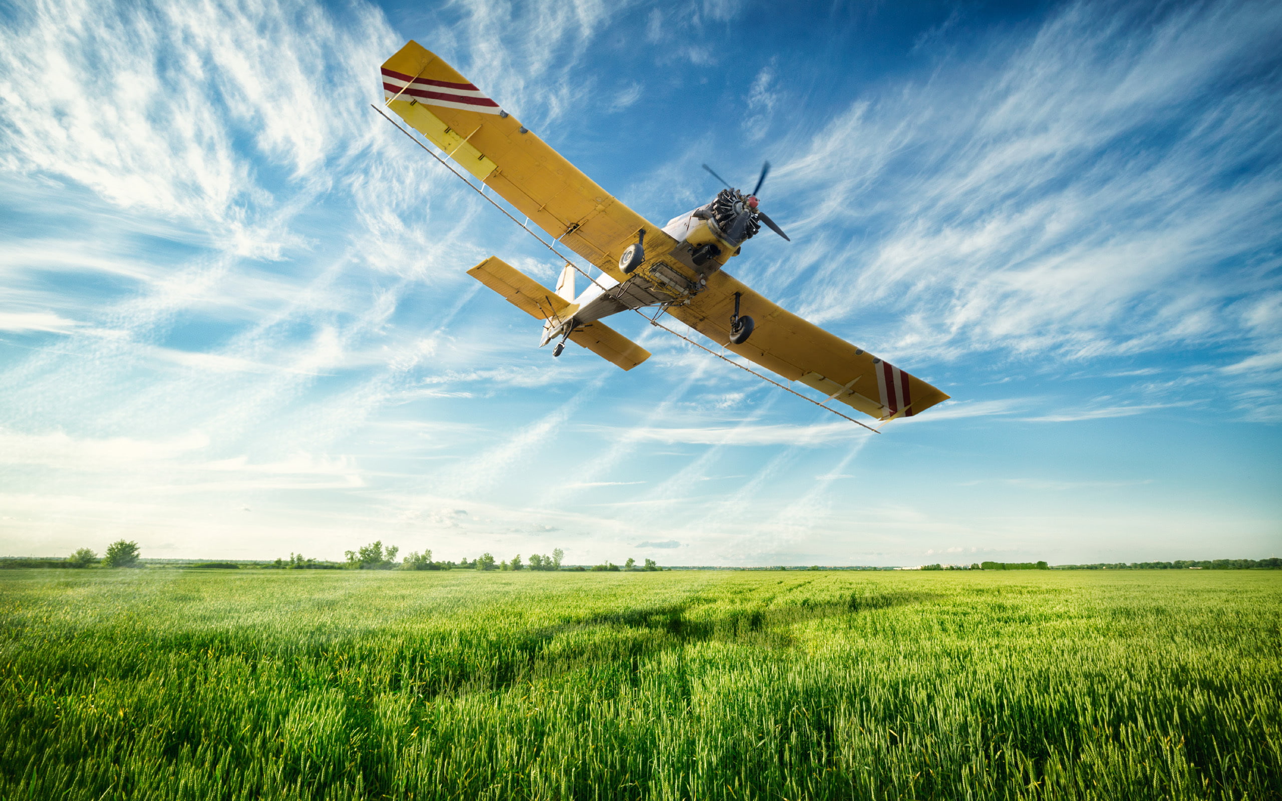 airplane, horizon, landscape, 2K, beautiful background, flight, bokeh, the sky, easy, clouds, field, the plane, multipurpose, HD Wallpaper