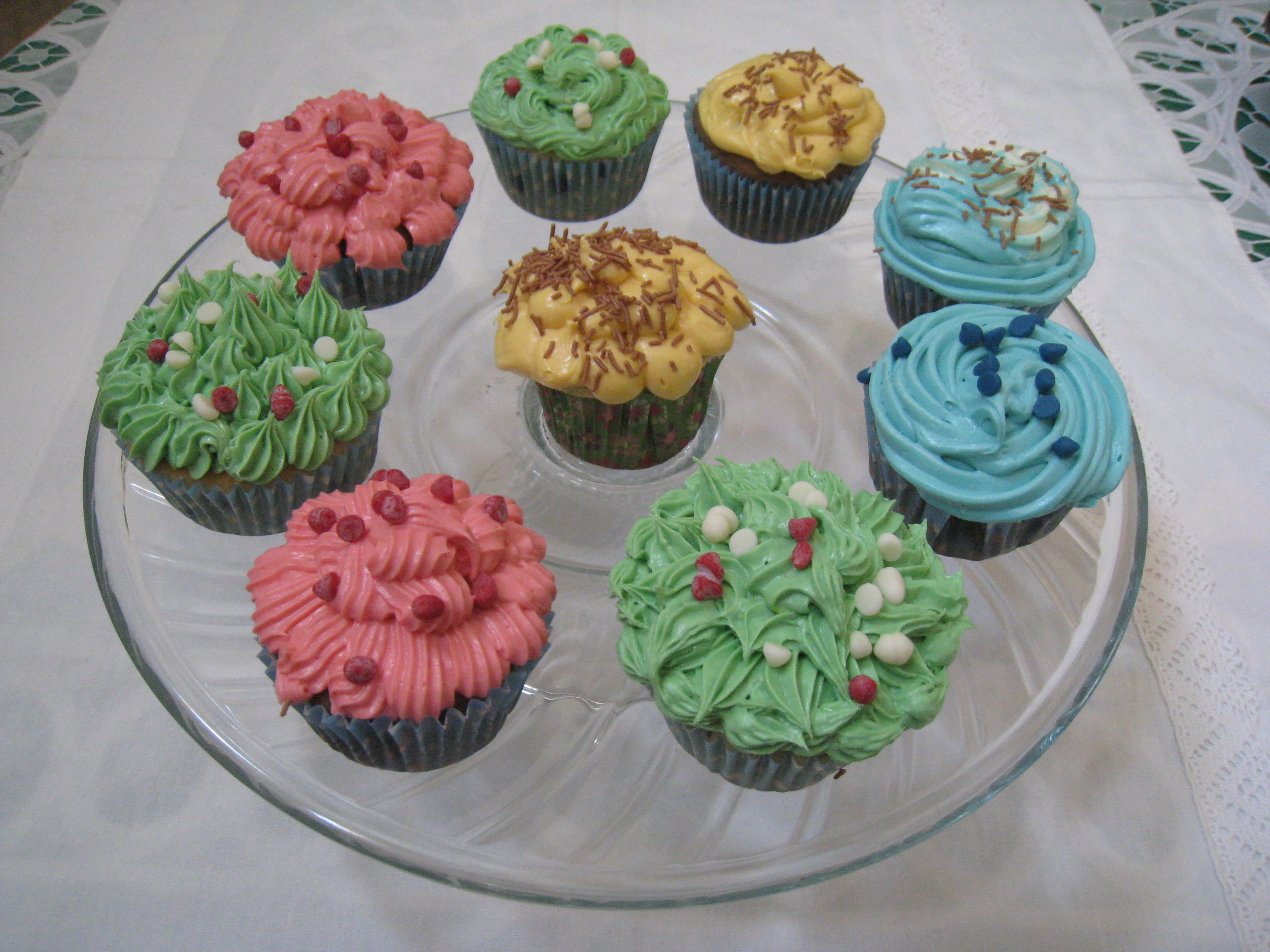cupcakes, flower, temptation, ready-to-eat, cupcake, cake, sweet food, table, wares, indoors, flowering plant, food, variation, sugar, food and drink, high angle view, HD Wallpaper