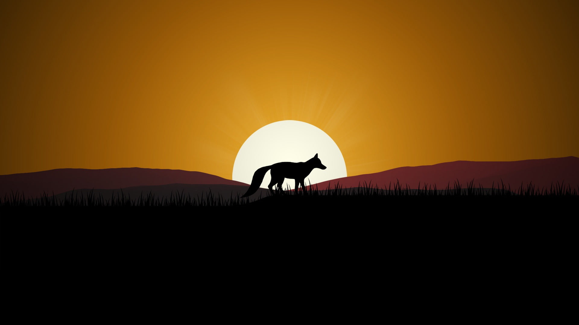 hd, orange color, domestic animals, beauty in nature, no people, vertebrate, sunset, vector, clear sky, landscape, quality, nature, outdoors, HD Wallpaper