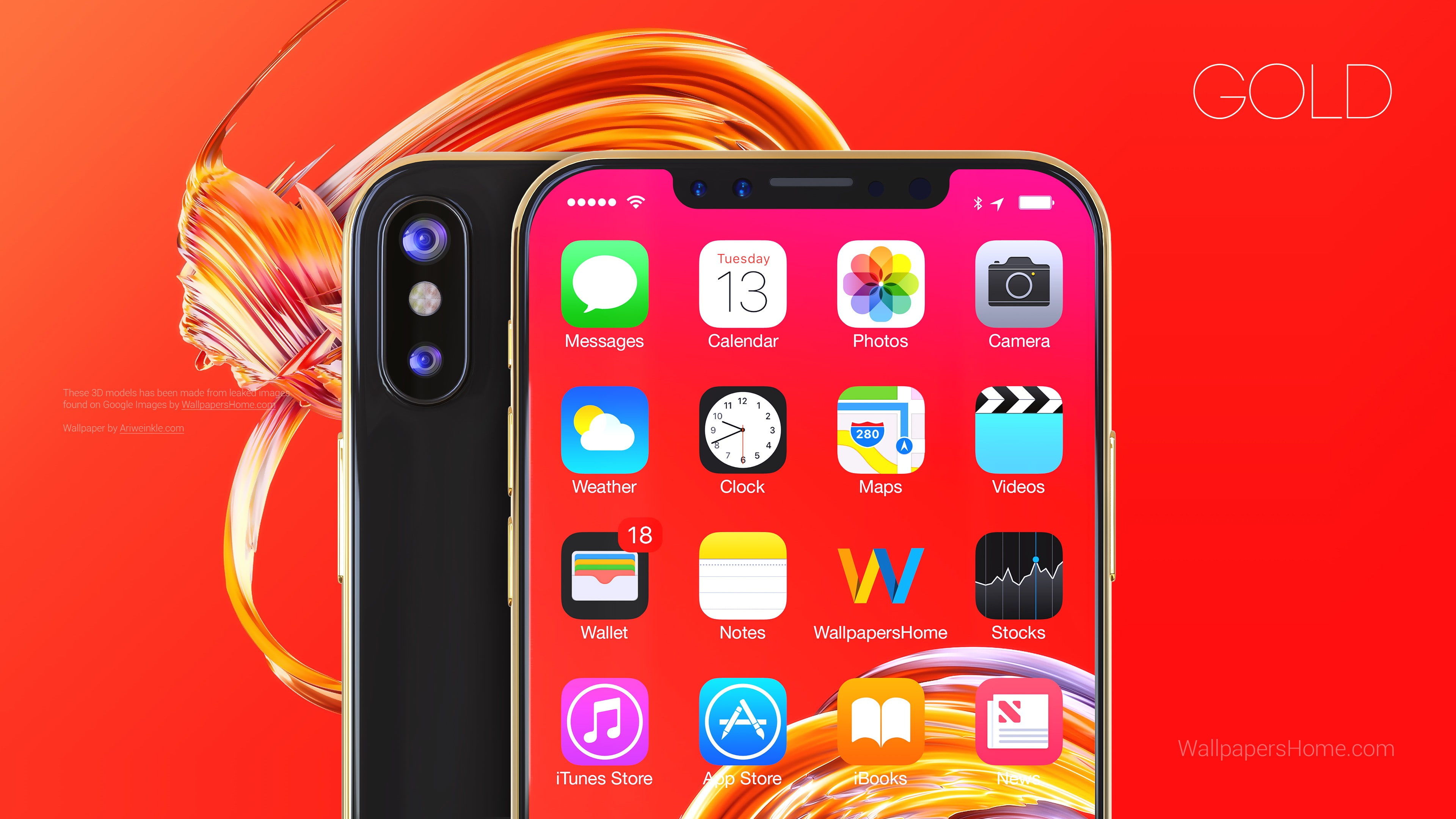iphone, x, leaked, iPhone X, WWDC 2017, gold, 3D, 4K, 4k, HD Wallpaper