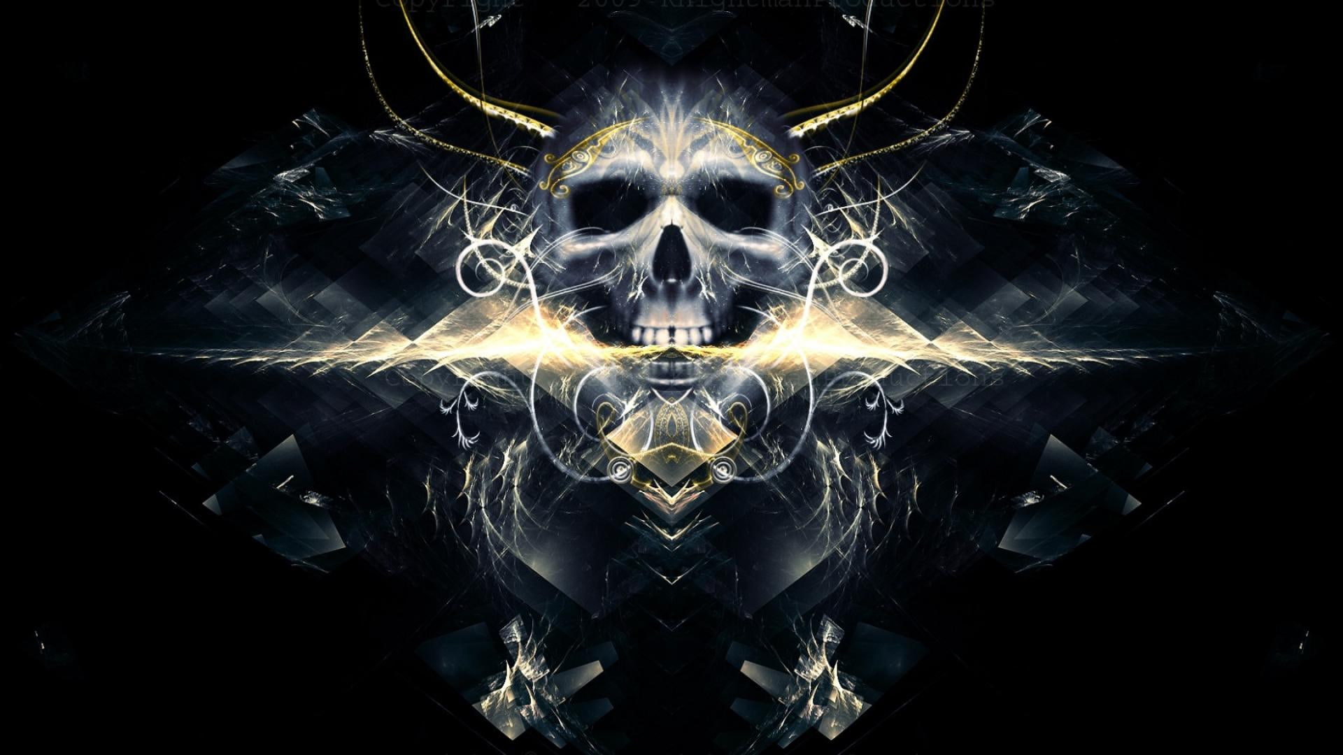 indoors, abstract, shape, digital composite, fragility, design, spooky, creativity, illuminated, pattern, skull ipad  retina, symmetry, no people, composite image, HD Wallpaper