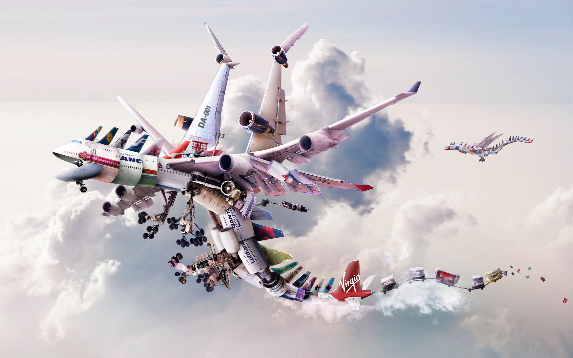 business, 1080P, day, aerospace Industry, cooperation, no people, navy, clouds, flight, performance, rendering, nature, blue, technological airlines, HD Wallpaper