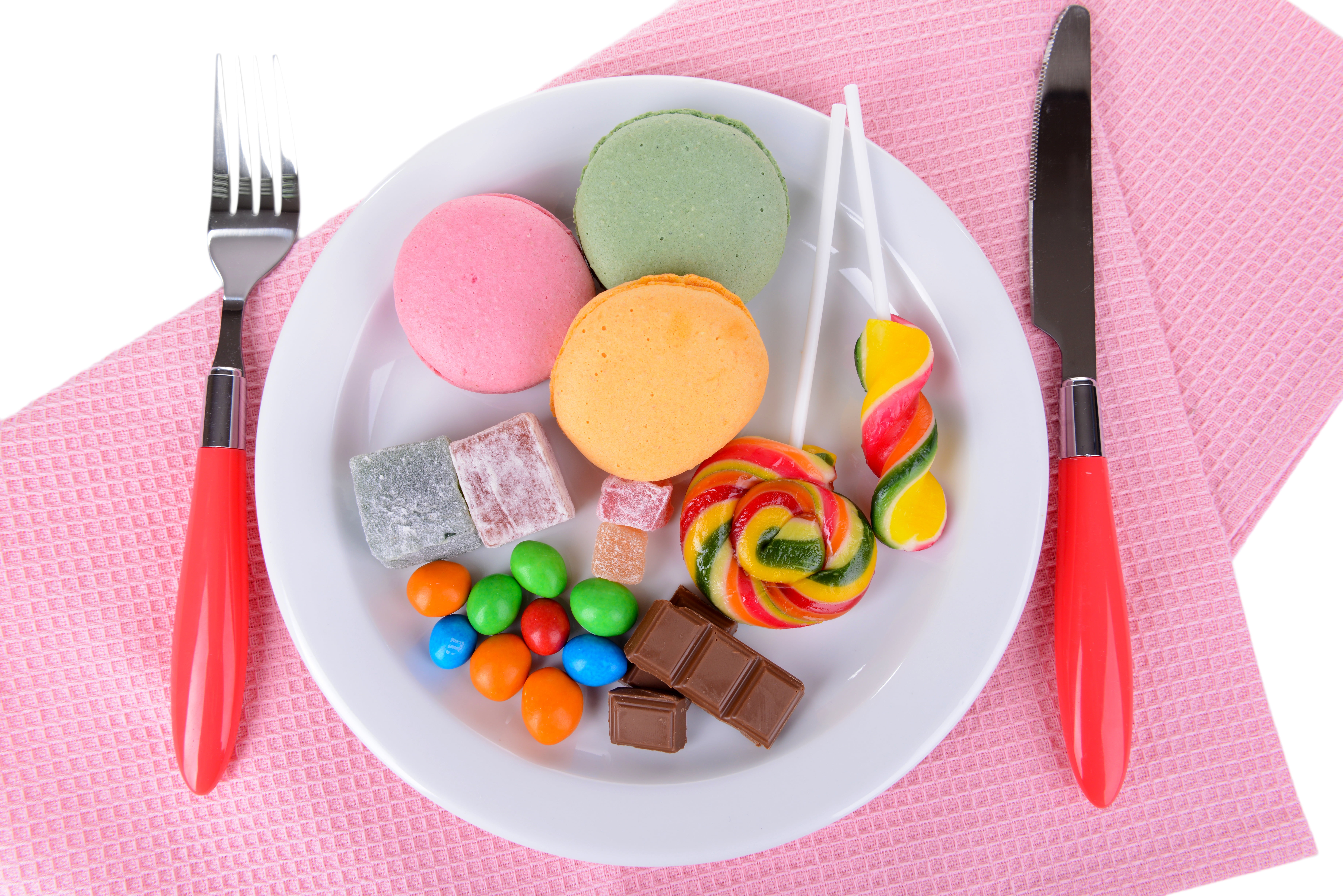 lollipops, plug, 5K, pink, candy, serving, chocolate, sweets, plate, table, swipe, knife, cookies, HD Wallpaper