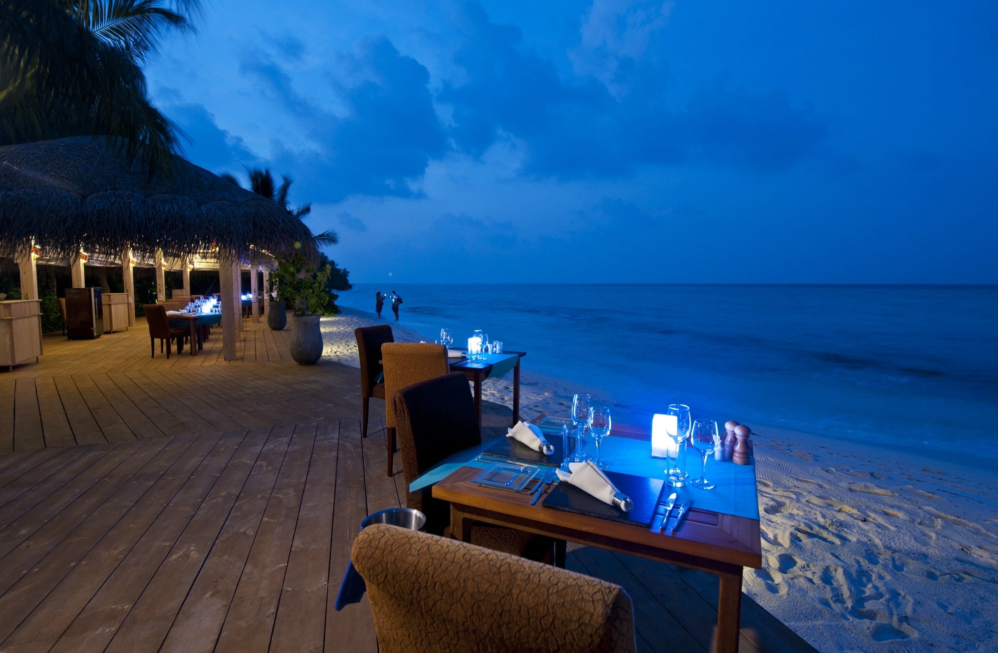 river, water, seat, illuminated, no people, horizon over water, dishes, dusk, sky, background, 1080P, night, architecture, tourist resort, luxury, HD Wallpaper