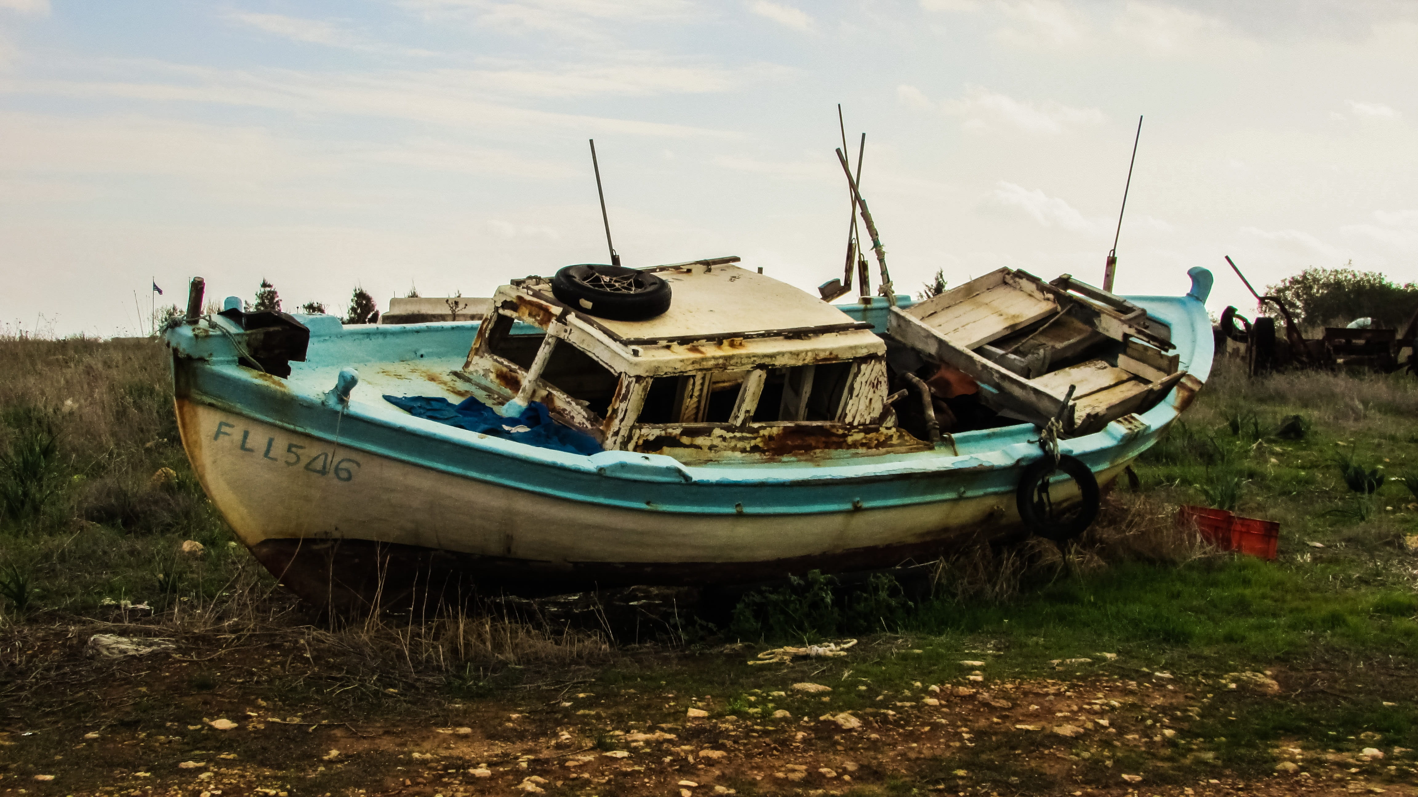 deterioration, mode of transportation, decline, 4K, cloud - sky, outdoors, aged, transportation, moored, run-down, rusty, fishing industry, nautical vessel, HD Wallpaper