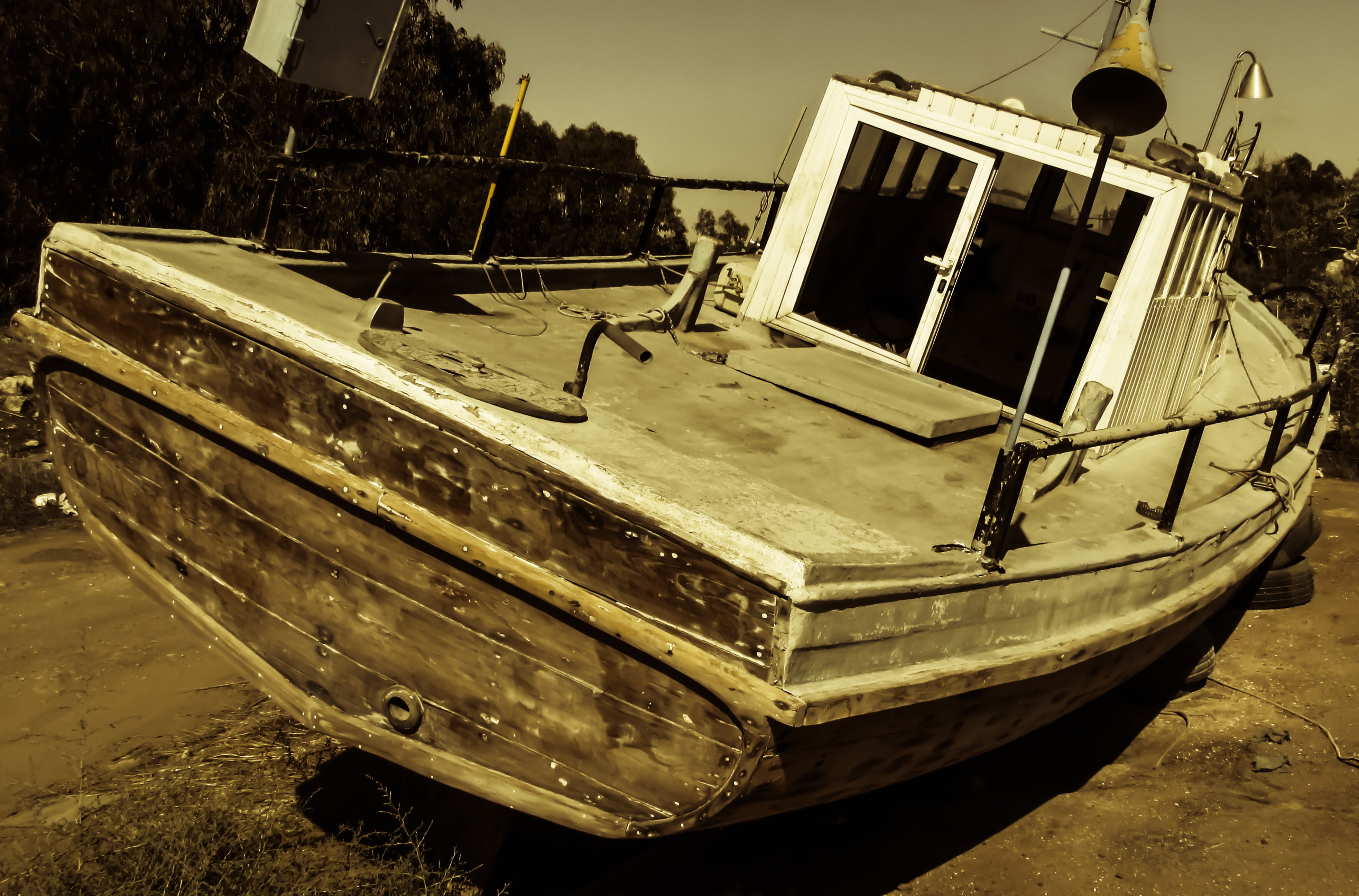 aged, weathered, day, moored, building exterior, architecture, nature, transportation, wood - material, abandoned, cyprus, land vehicle, mode of transportation, HD Wallpaper