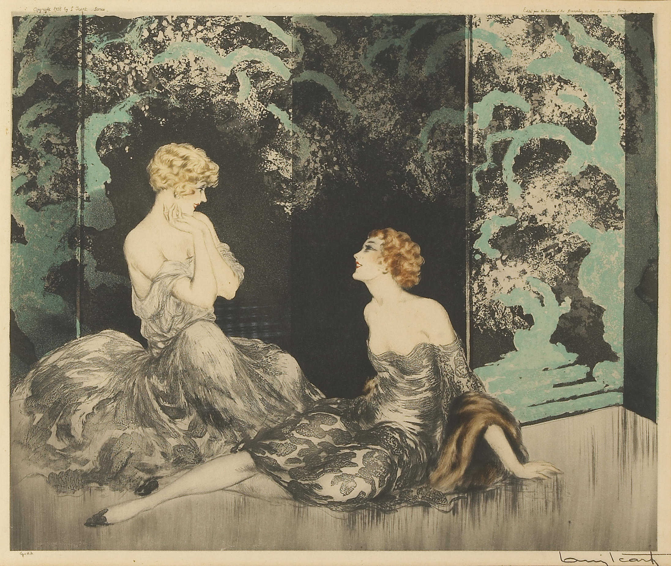1080P, 1928, Louis Icart, The proximity, blonde and redhead, HD Wallpaper