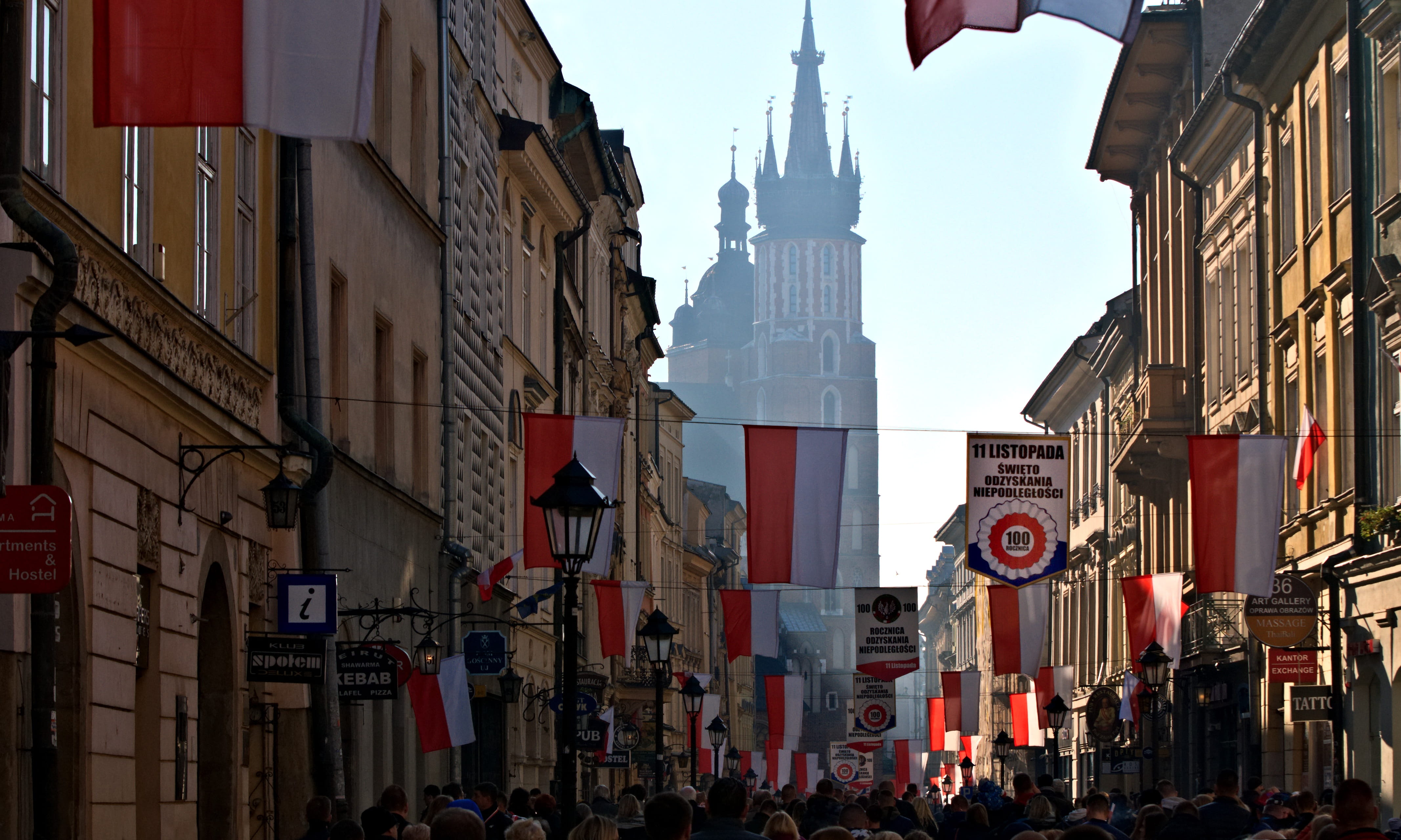 anniversary of restoration of independence, market square, century, the celebration of the, street, religion, patriotism, crowd, independence, residential district, HD Wallpaper
