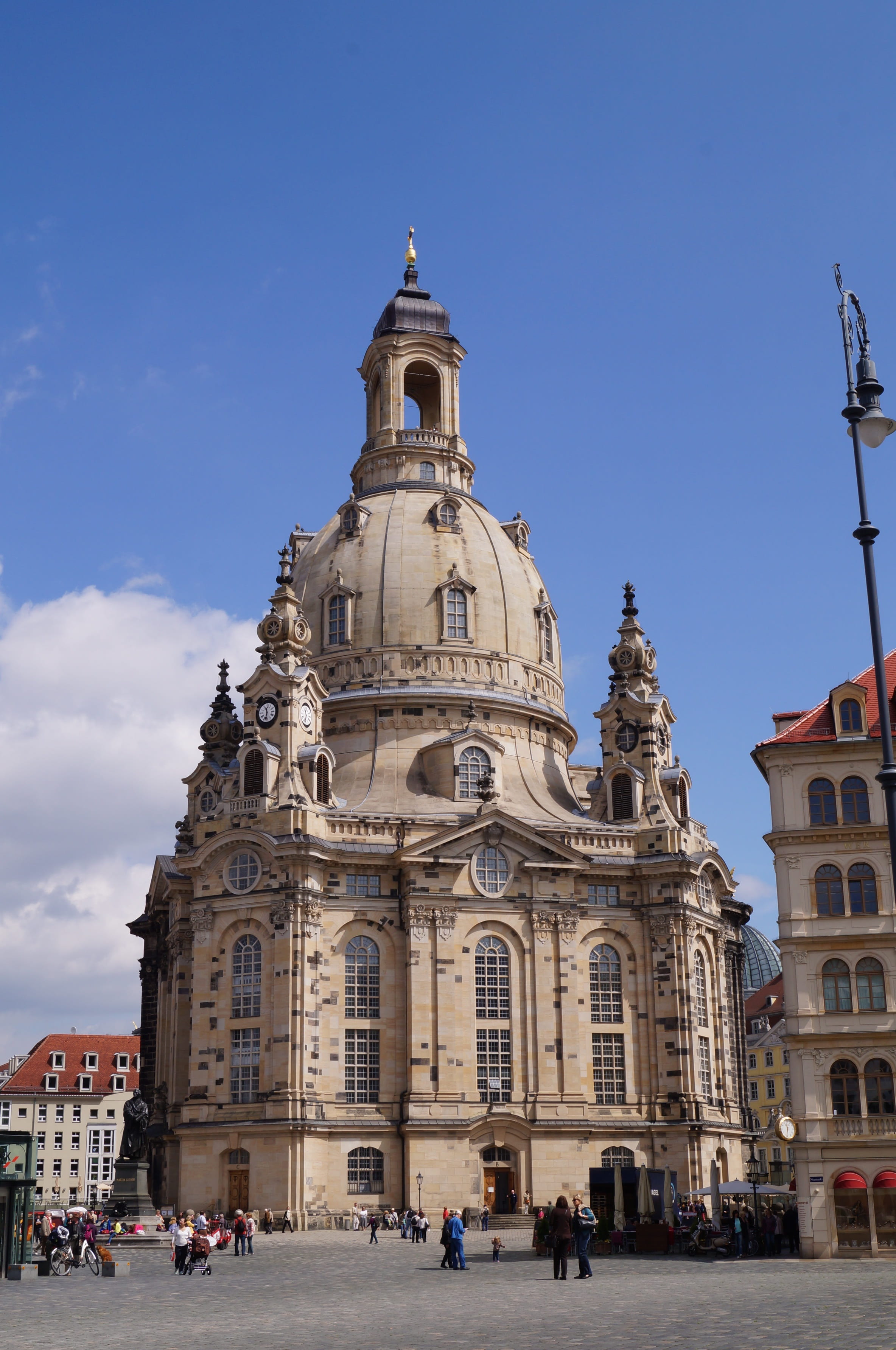 crowd, tourism, sky, building exterior, outdoors, building, spirituality, frauenkirche, group of people, dresden, built structure, belief, travel destinations, Phone HD Wallpaper