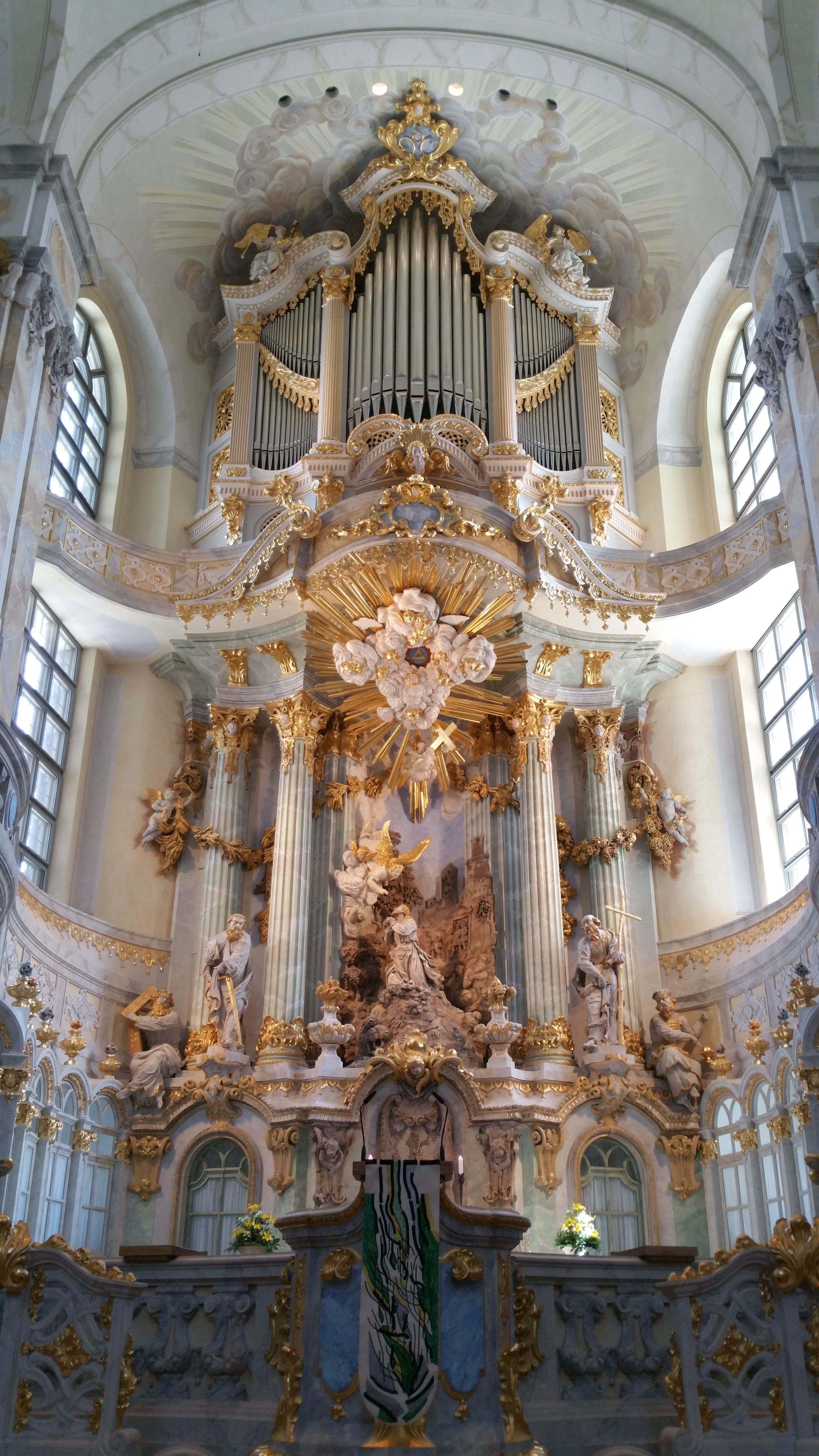 built structure, history, religion, travel destinations, ornate, 5K, belief, the past, architecture and art, spirituality, dresden, low angle view, pipe organ, Phone HD Wallpaper