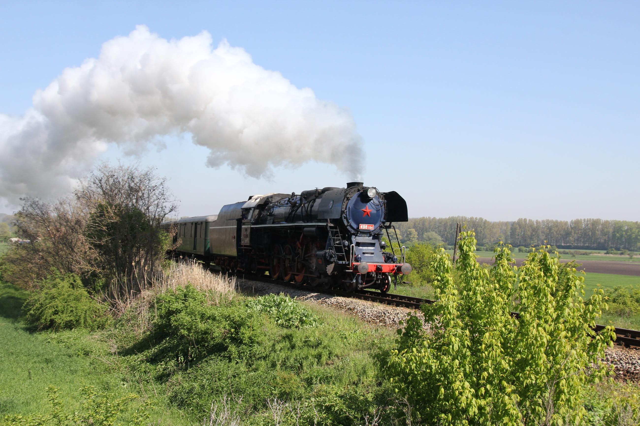 hrušovany nad jevišovkou, outdoors, steam cloud, mode of transport, day, public transportation, csd498, albatross, plant, sky, 2K, air pollution, Railway, HD Wallpaper