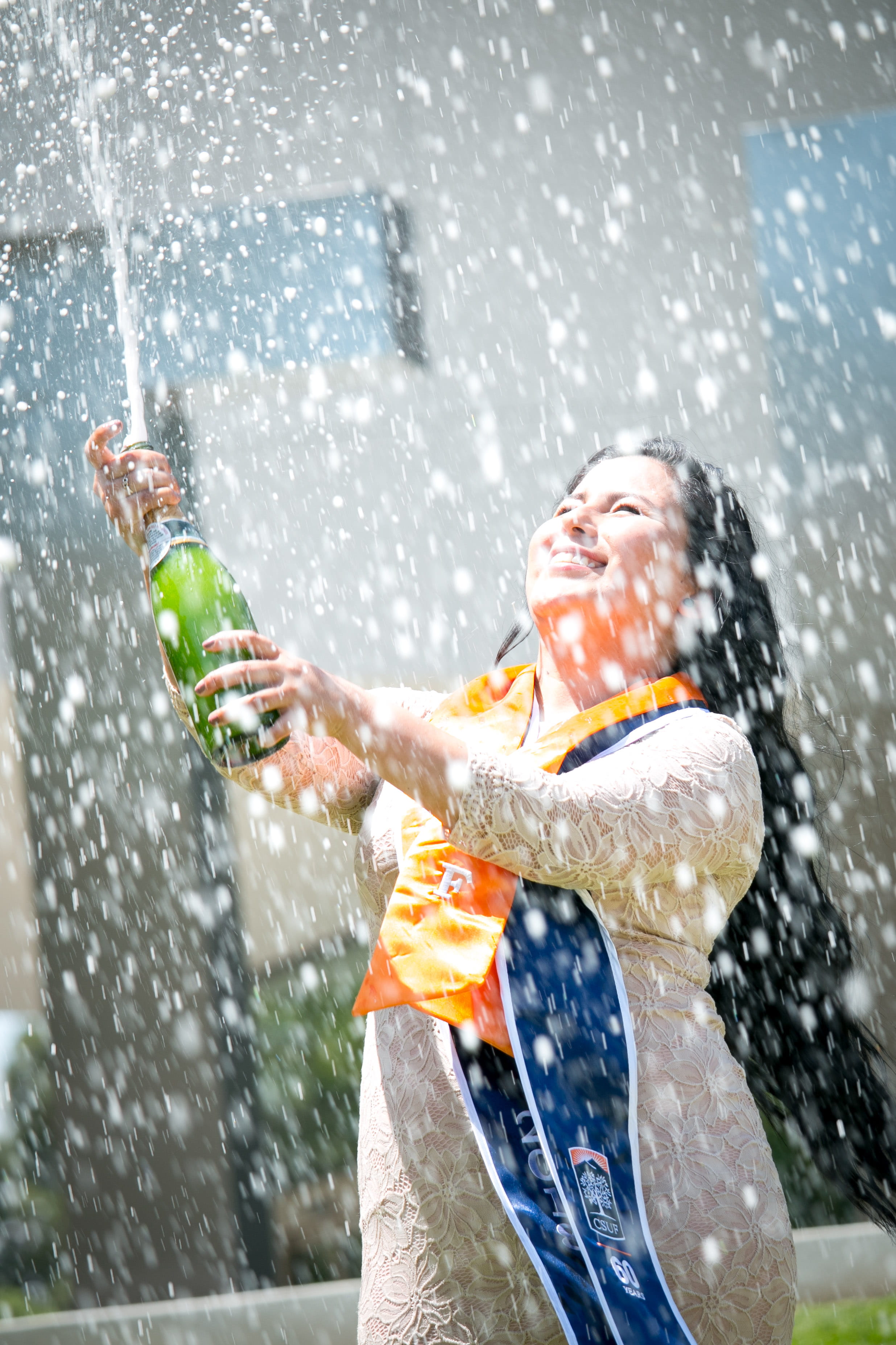 bottle, pop, water, arms raised, human arm, human limb, side view, rain, snowing, graduation, college, shower, nature, smiling, celebration, positive emotion, Phone HD Wallpaper