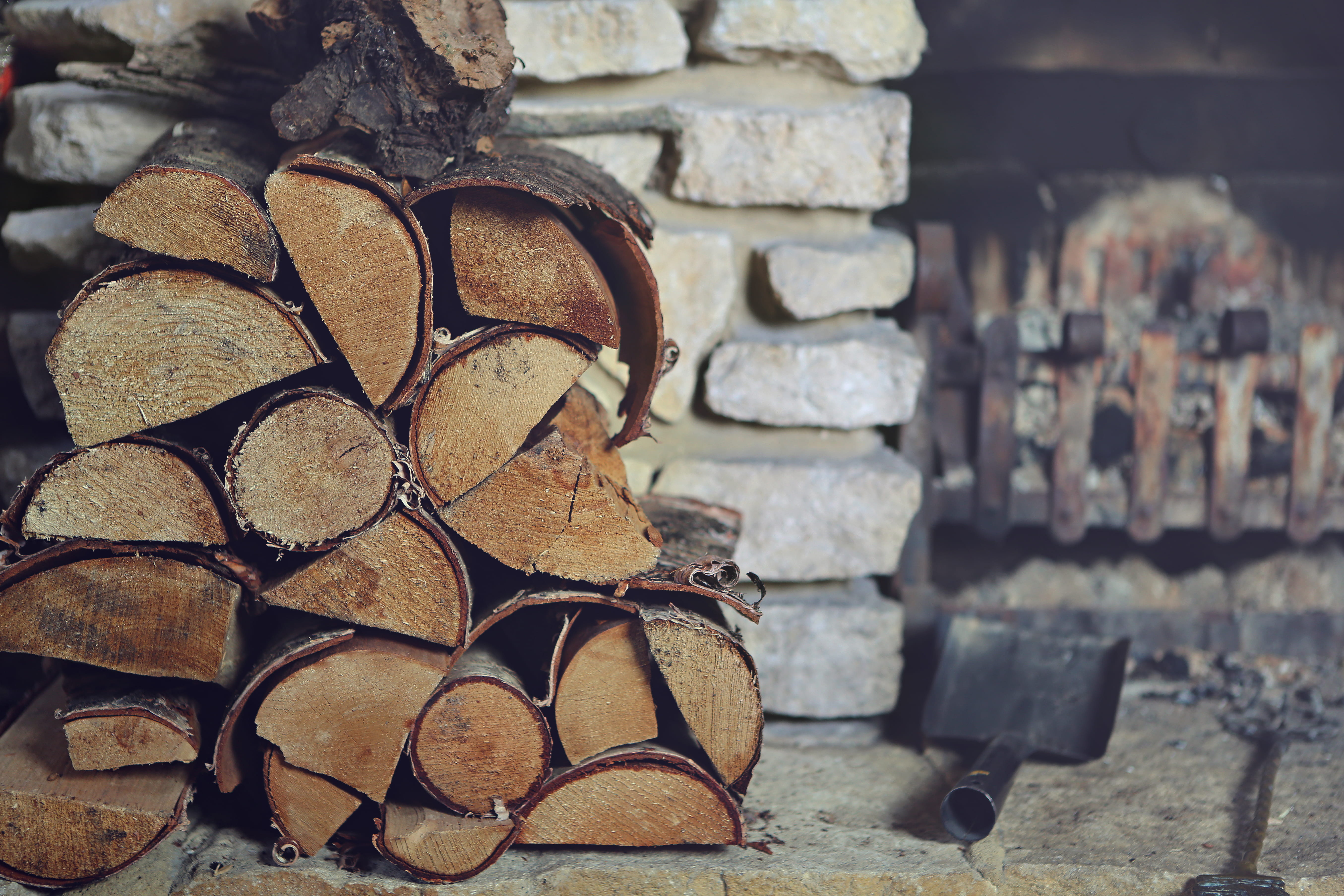 woodpile, stack, nature, abundance, Winter Warmer, lumber industry, lot, stone wall, fossil fuel, arrangement, 5K, forest, outdoors, no people, fireplace, HD Wallpaper