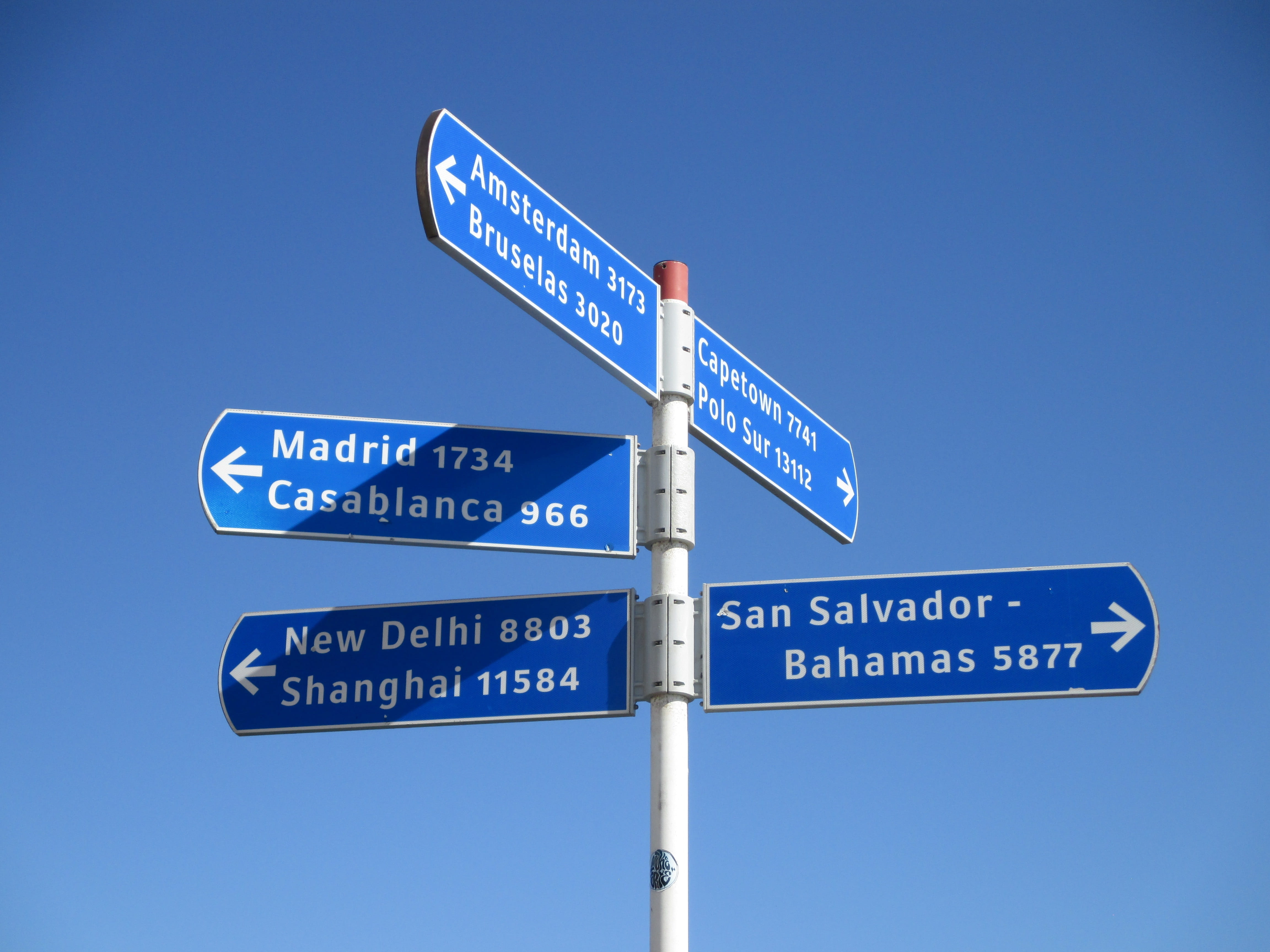marking, street name sign, road, sky, traffic arrow sign, street sign, road sign, blue, guidance, directional sign, nature, sign, text, Island, 4K, no people, HD Wallpaper