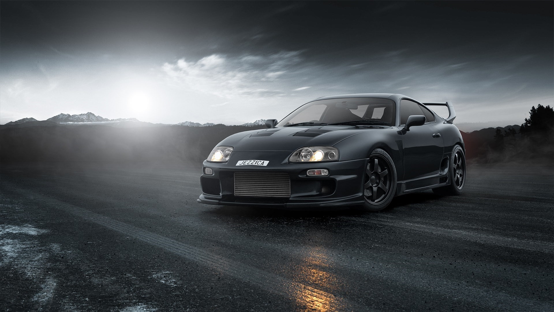 vehicle, black cars, car, 1080P, Stance, Toyota Supra, Supra, Toyota, HD Wallpaper