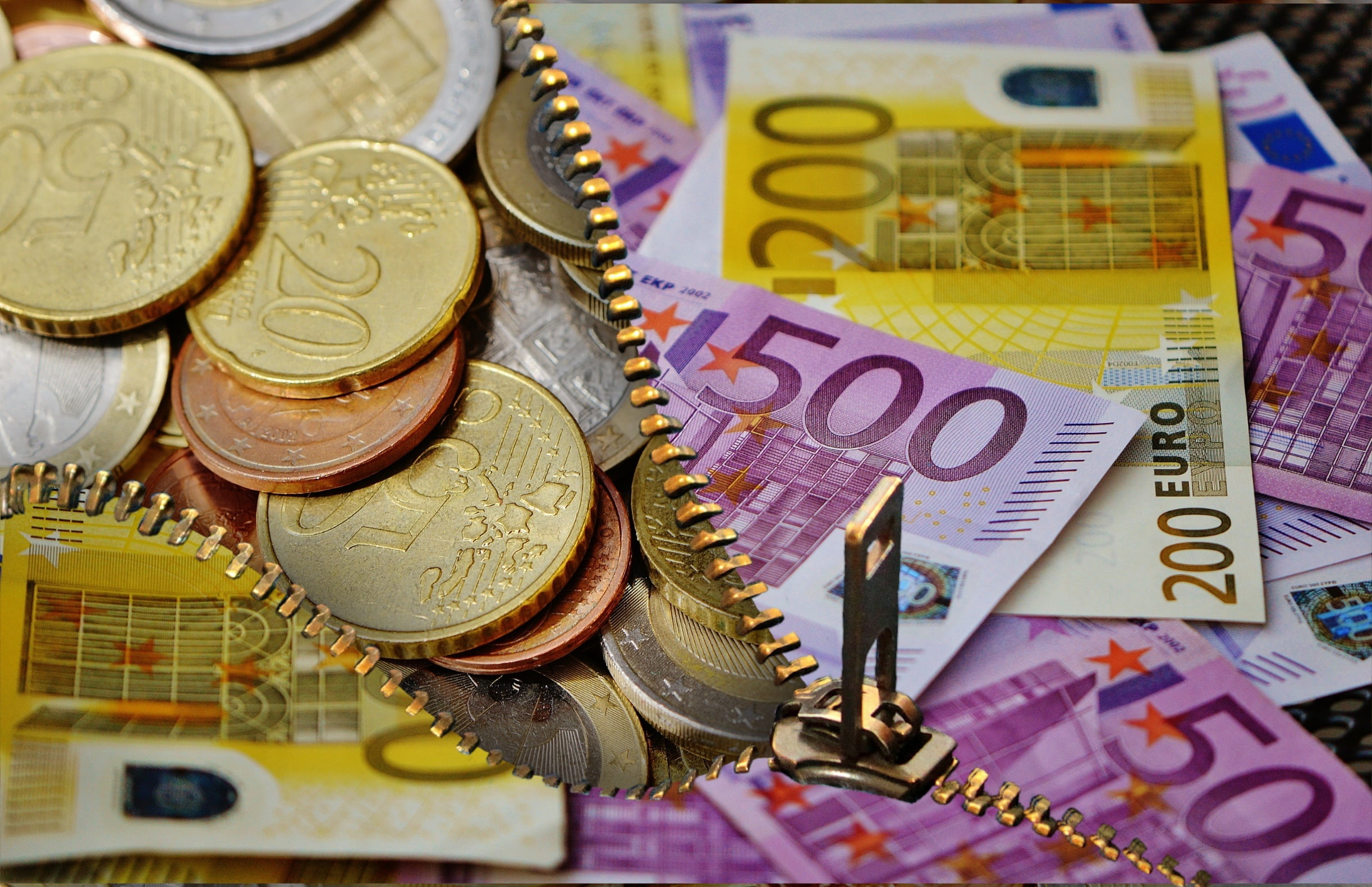 european Union Currency, bank note, backgrounds, variation, investment, business, high angle view, no people, metal, wealth, consumerism, business finance and industry, HD Wallpaper