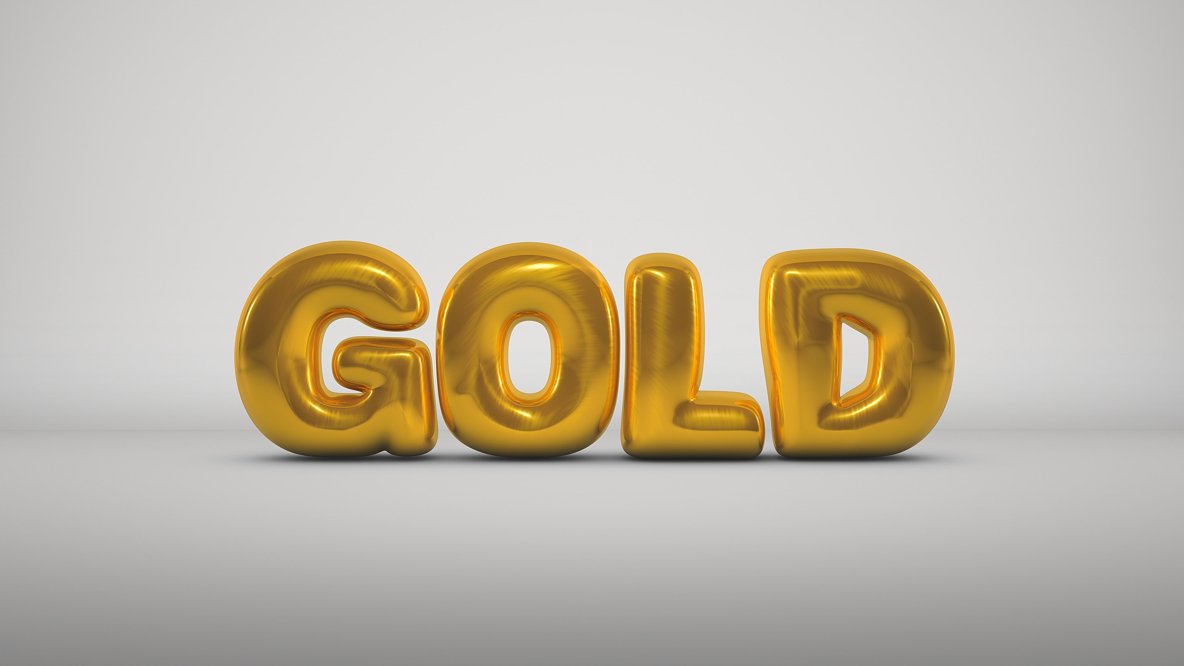 balloon, 3D, close-up, indoors, number, bubbles, studio shot, side by side, still life, man made object, typography, gold, Cinema 4D, gray background, gray, HD Wallpaper
