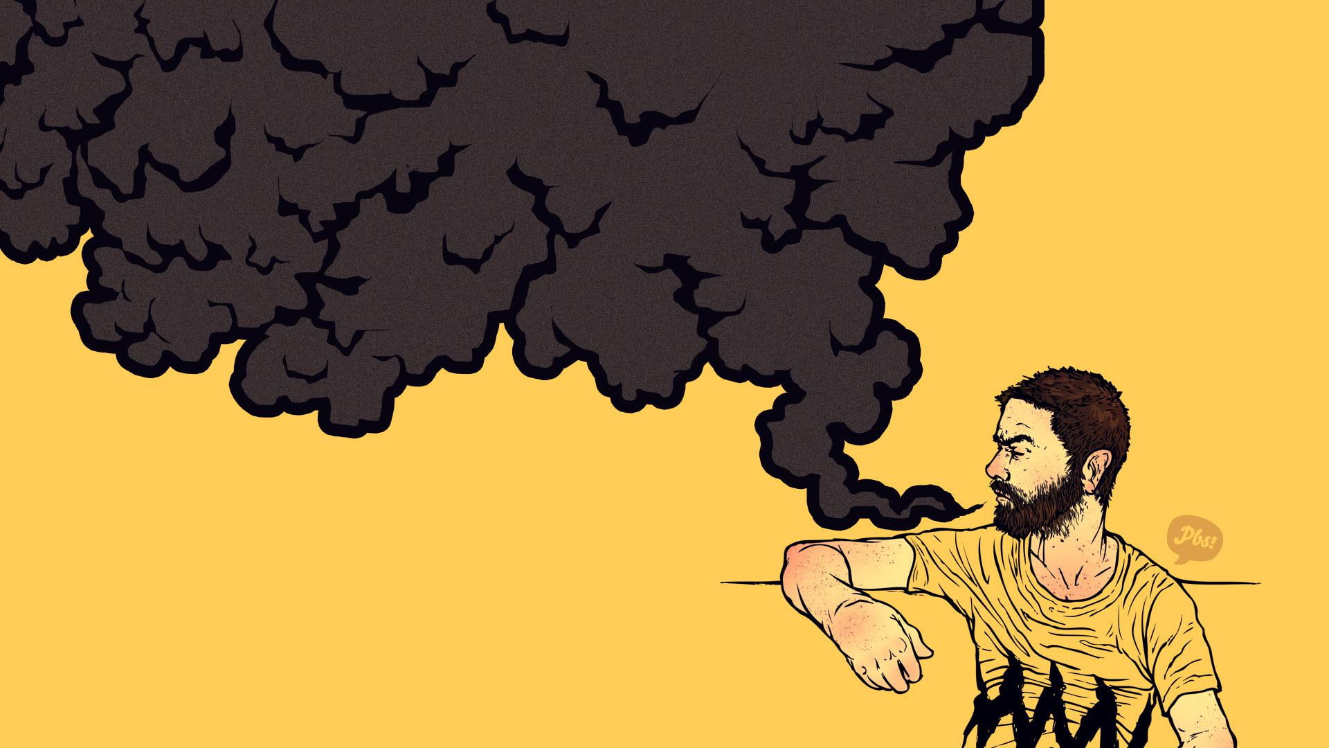 black, thoughts, illustration, 1080P, smoking, man, 1920x1080, vector, thought, HD Wallpaper