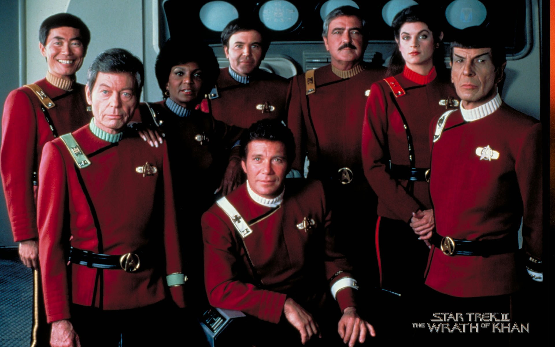 indoors, young men, young adult, front view, mid adult, group, 1080P, group of people, standing, crowd, looking at camera, mature men, people, males, star trek ii the wrath of khan, HD Wallpaper