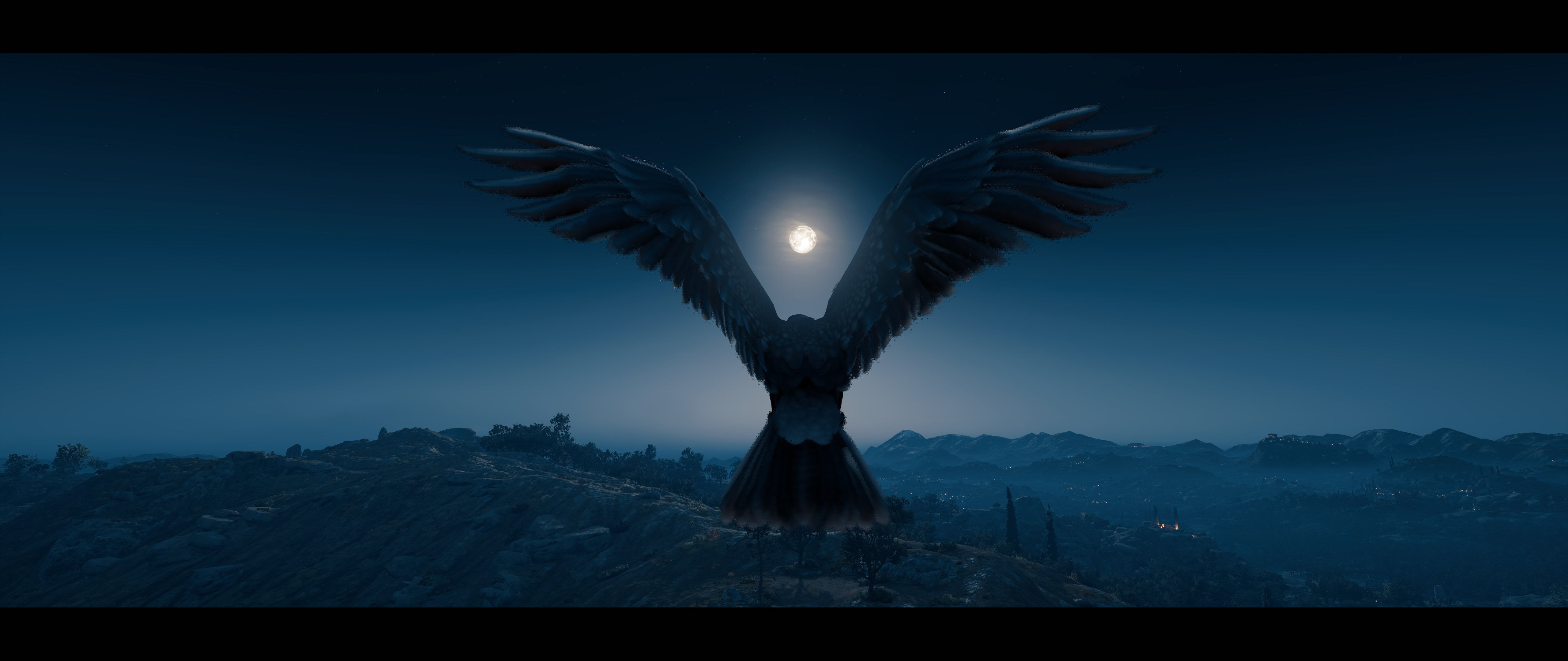 moonlight, video games, Gamer, Assassins Creed, Ubisoft, 5K, night, Gold Eagle, Assassins Creed: Odyssey, HD Wallpaper