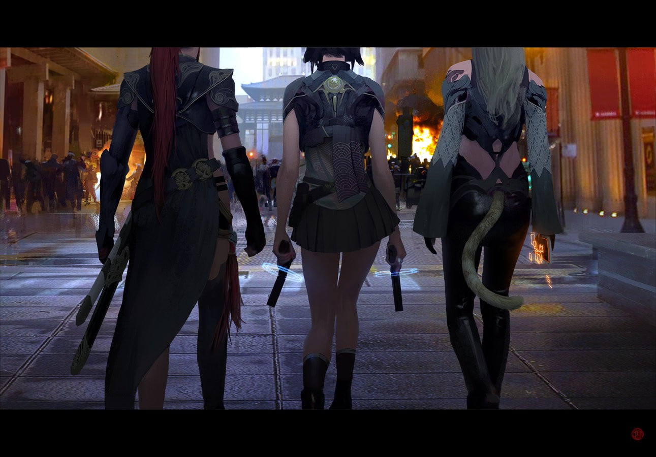 built structure, fashion, city life, retail, auto post production filter, Urban Legends: Tale of the Cyberking, transfer print, women, city, character, HD Wallpaper