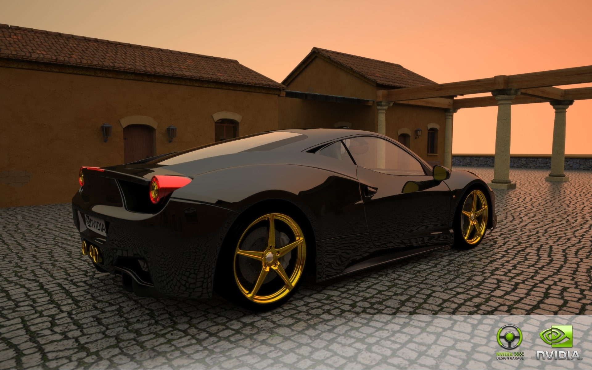garage, 1080P, view, hd, nvidia, design, d, cars, 3D view, black, art, HD Wallpaper
