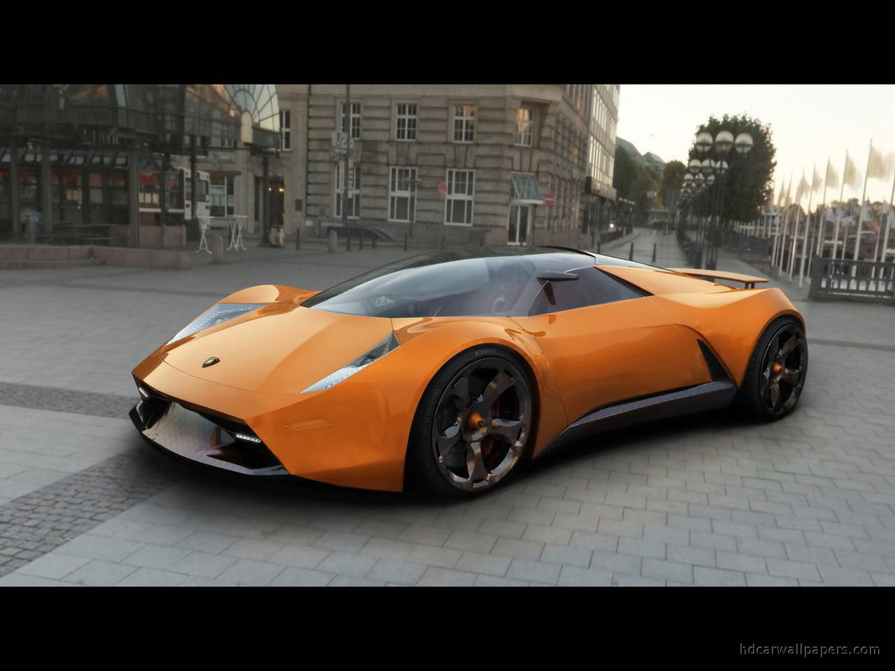 cars, insecta, design, orange, 2009, car, concept, 720P, lamborghini, HD Wallpaper