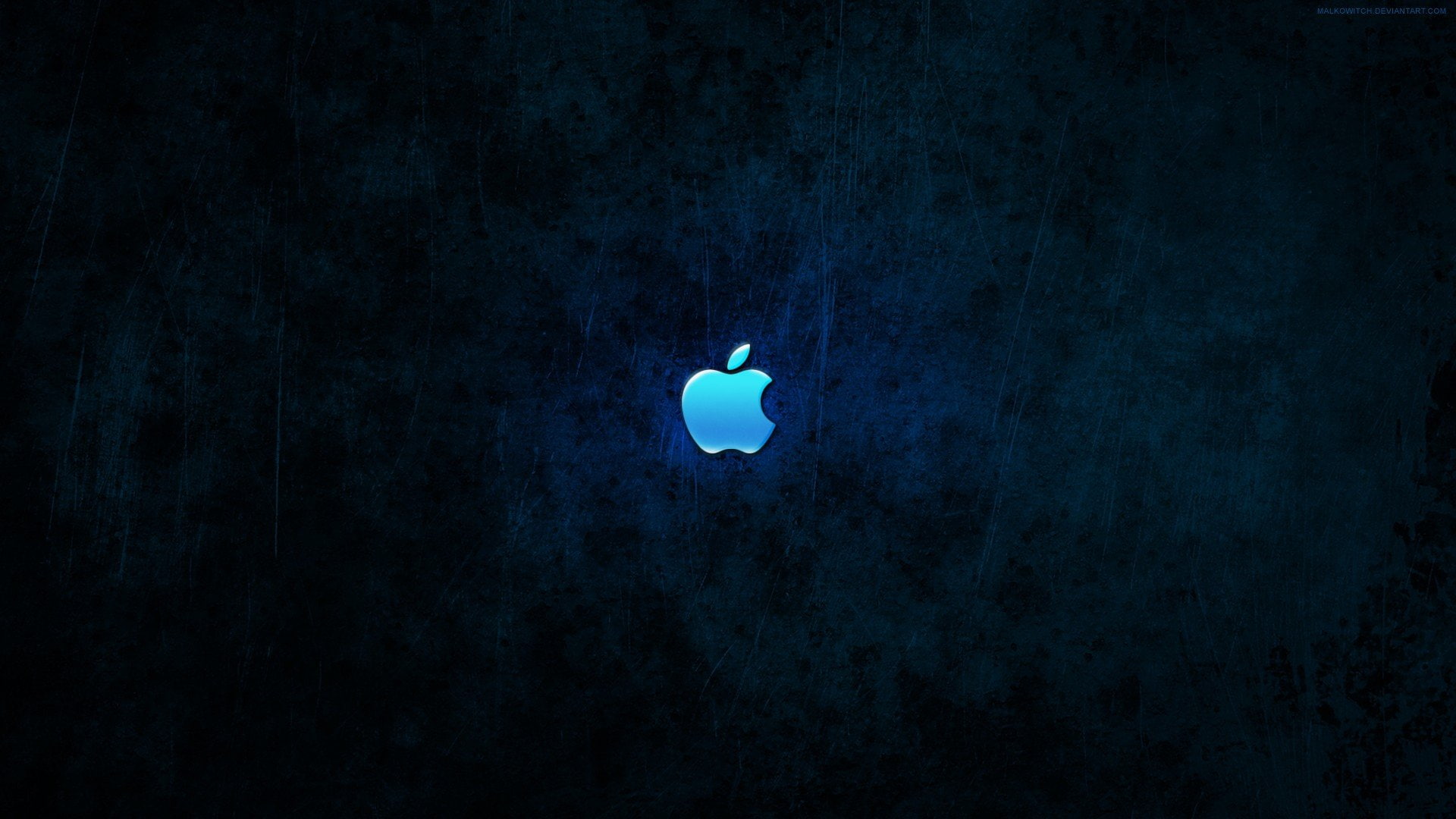 imac, dark, blue, logos, mac, 1080P, apple, HD Wallpaper